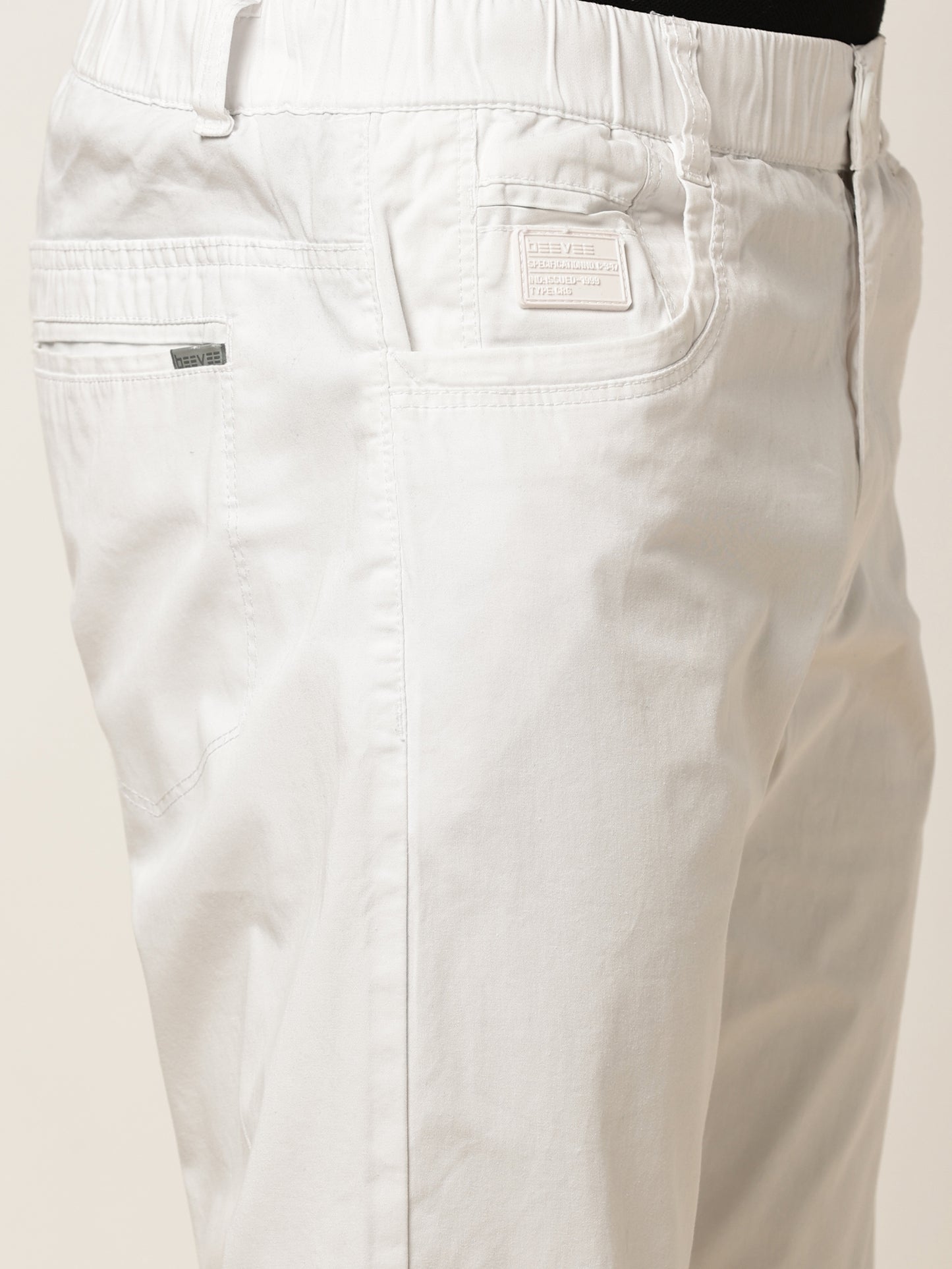 White Elasticated Waist Stretchable Jogger Lounge Pants
