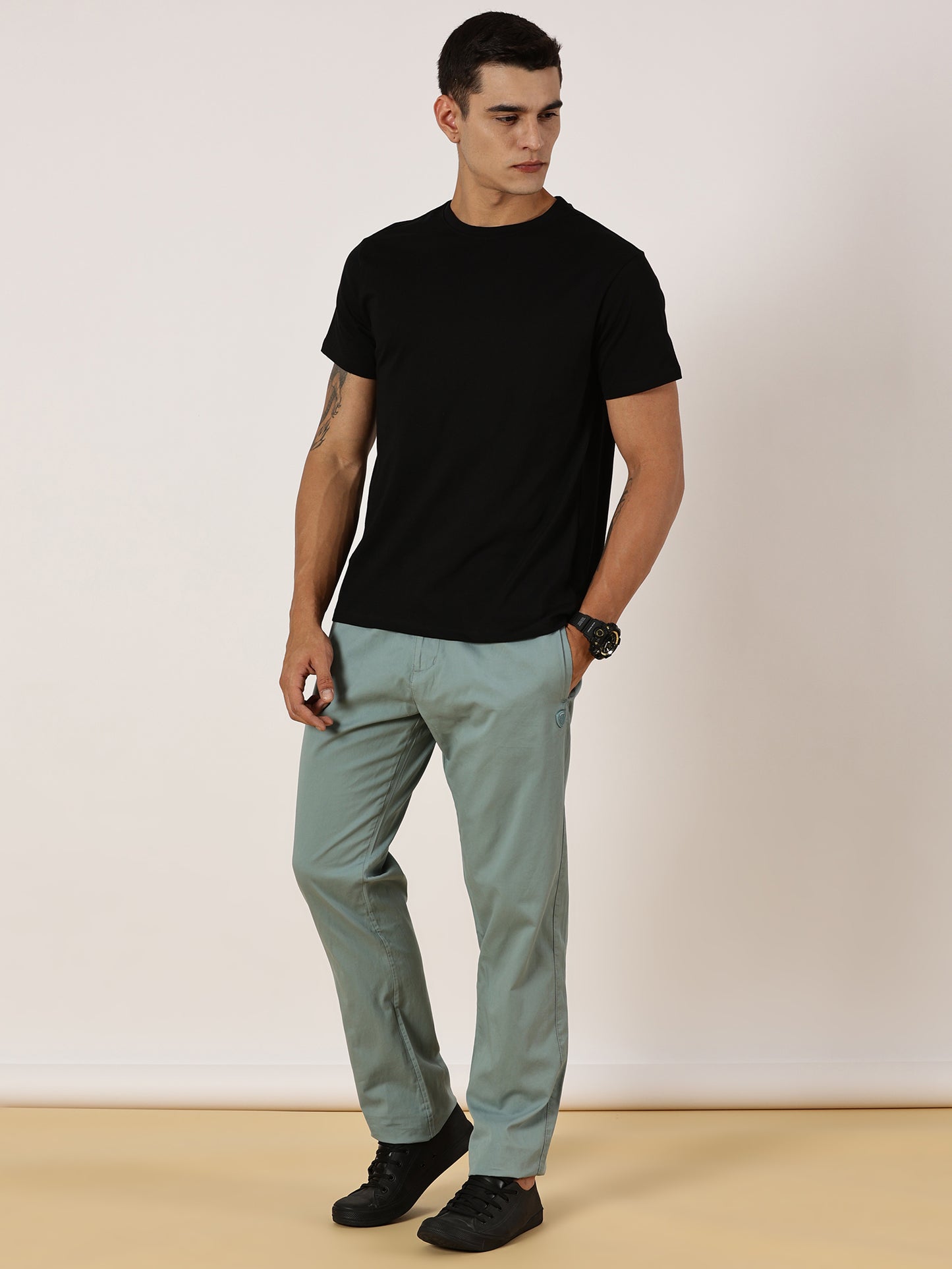 Light Weight Elasticated Waist Zip Pocket Green Lounge Pants