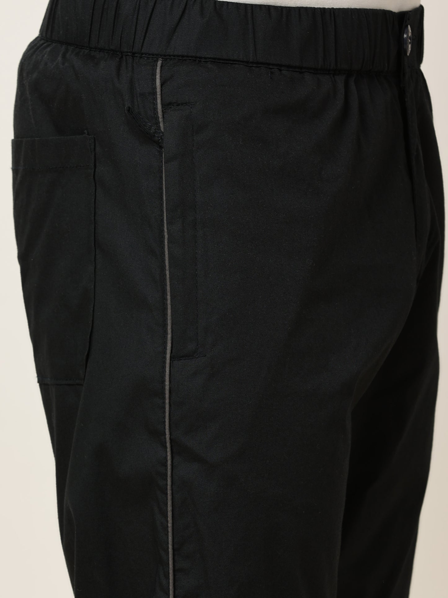 Elasticated Waist Zip Pocket Stretchable Navy Lounge Pants with Side Tape