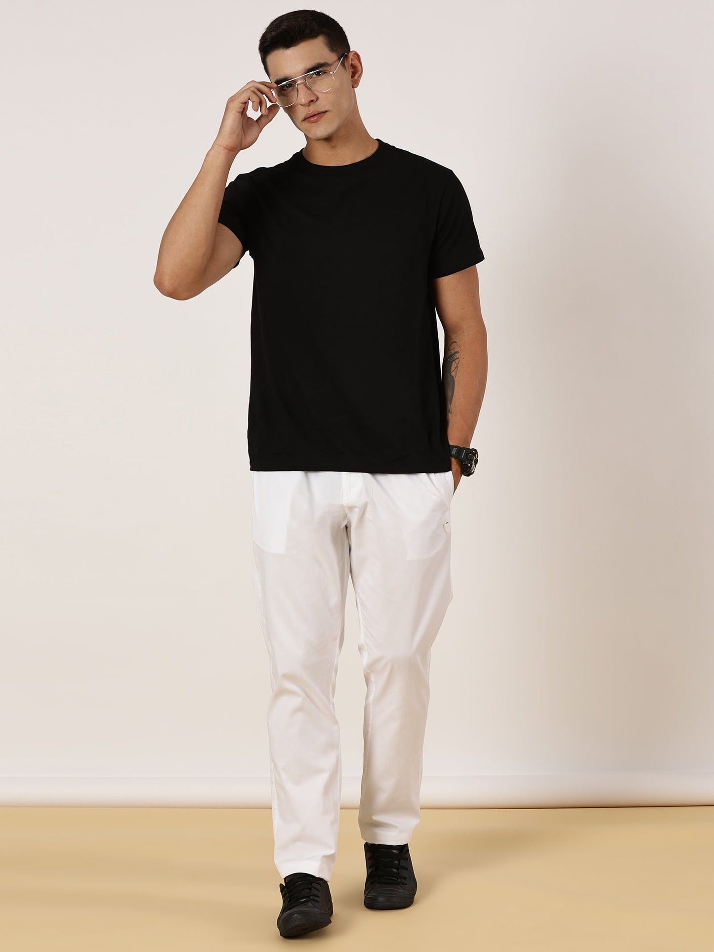 Light Weight Elasticated Waist Zip Pocket White Lounge Pants