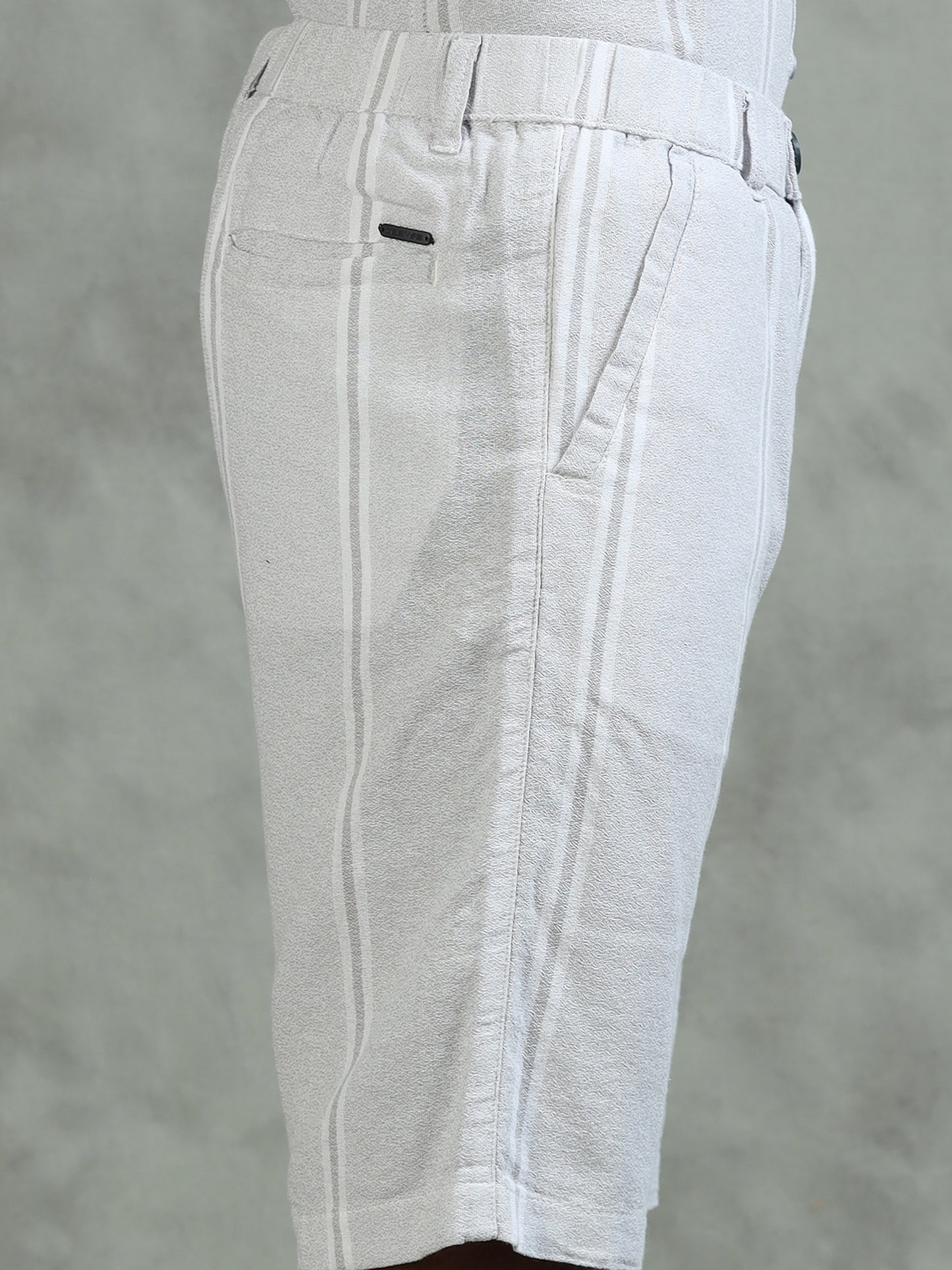 Striped Grey Regular Fit Knee-Length Casual Co-ord Set
