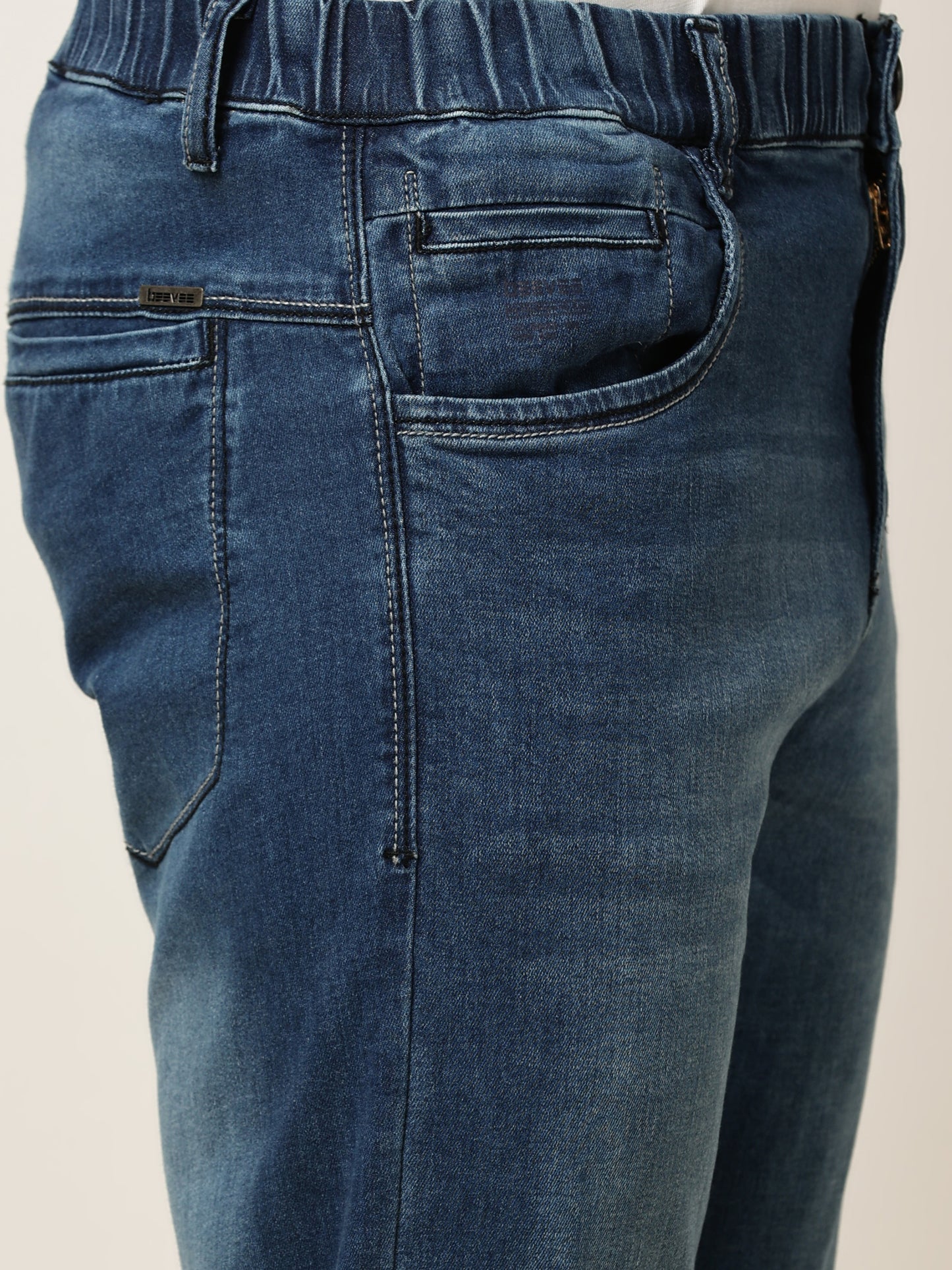 Elasticated Knit Denim Stretchable Light Blue Lounge Pants