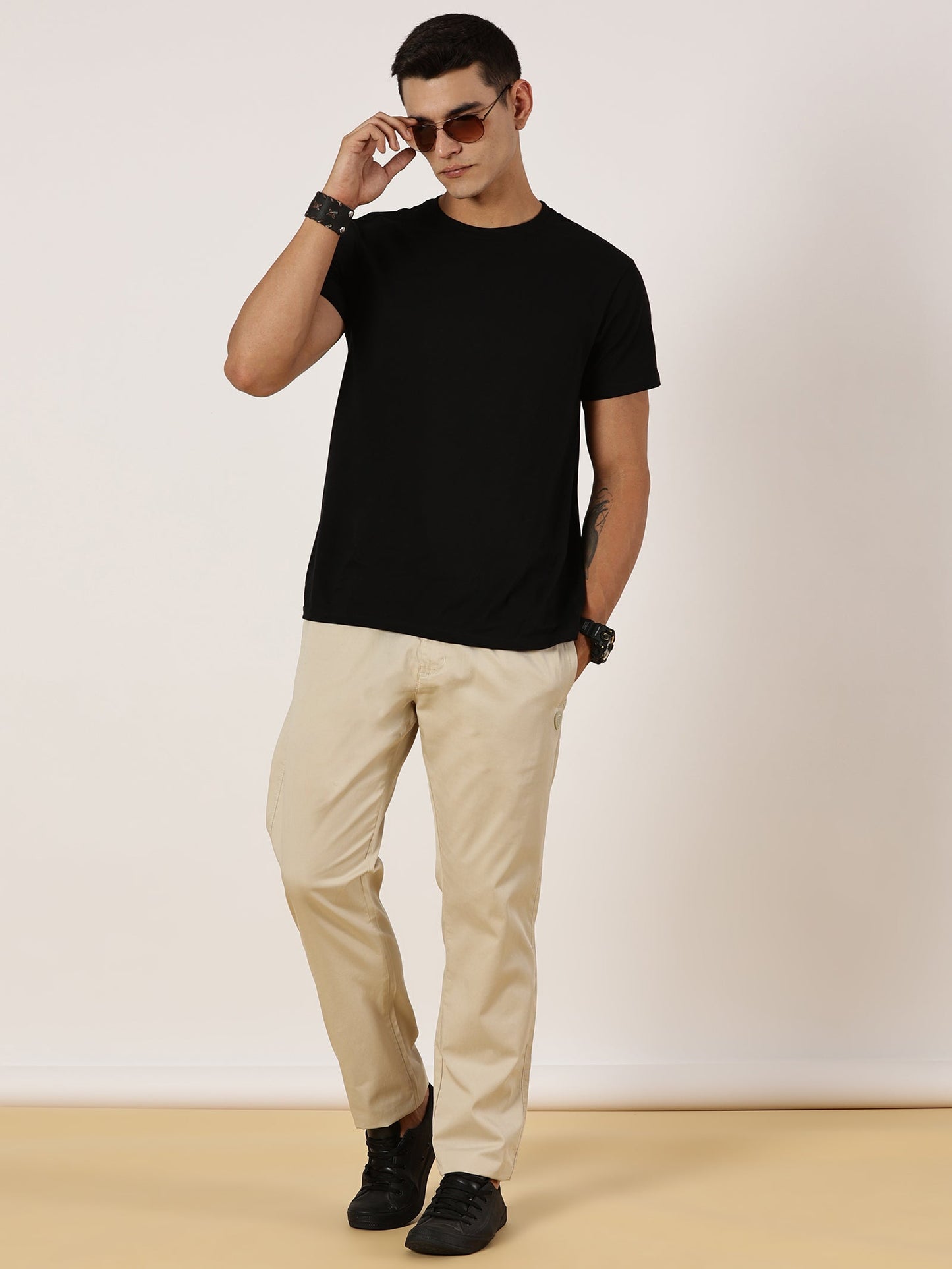 Light Weight Elasticated Waist Zip Pocket Beige Lounge Pants