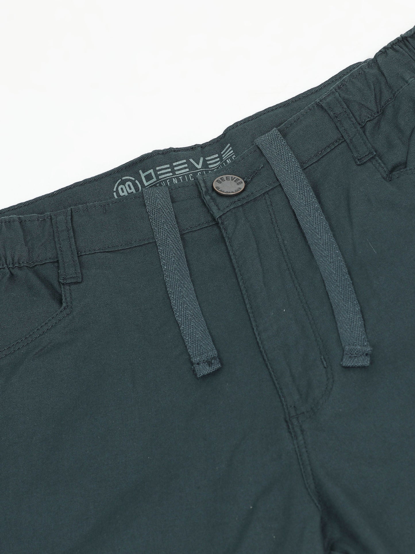 P Blue Cotton Lycra Solid Shorts
