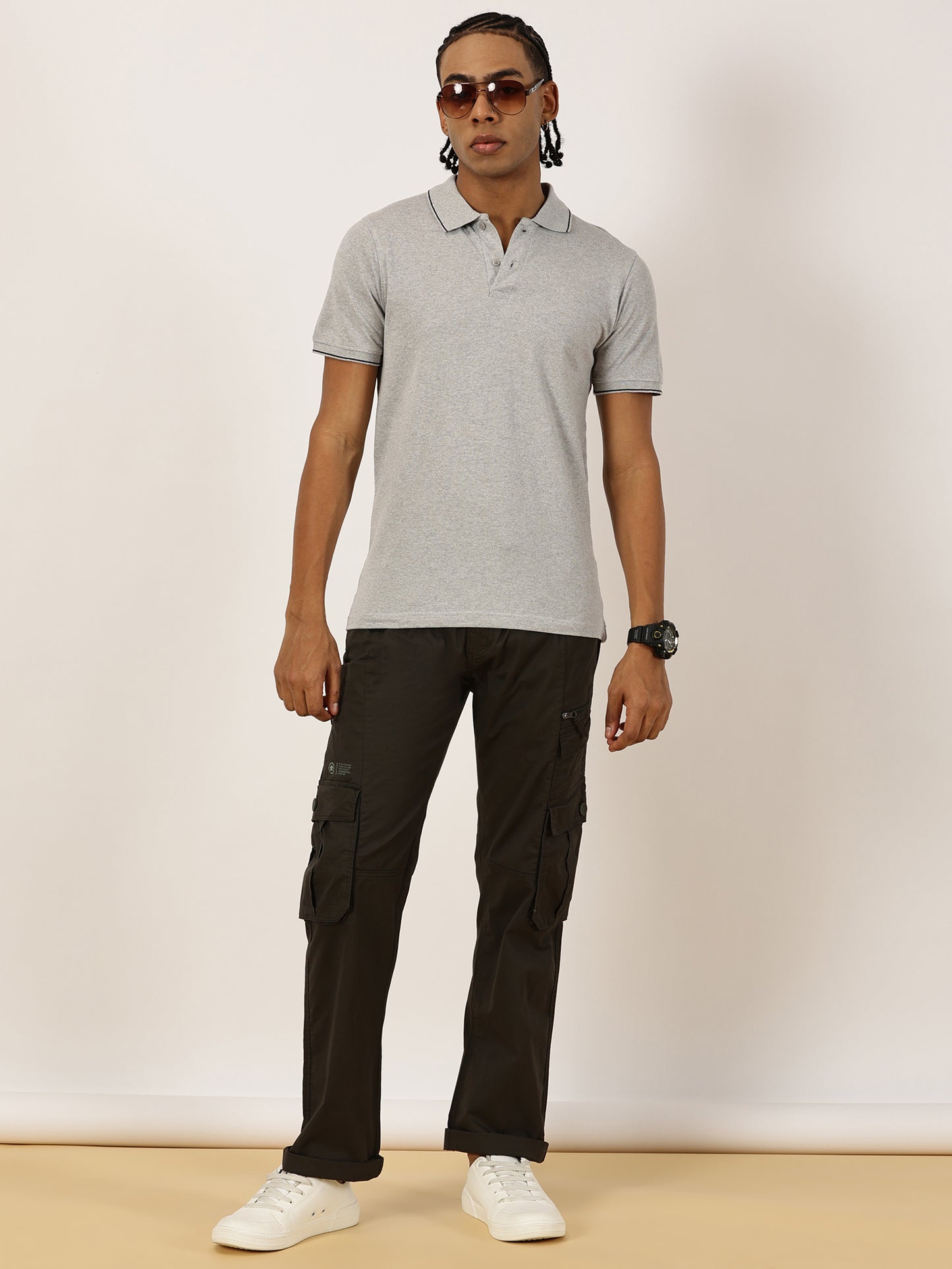 Multi Pocket Stretchable Olive Cargo