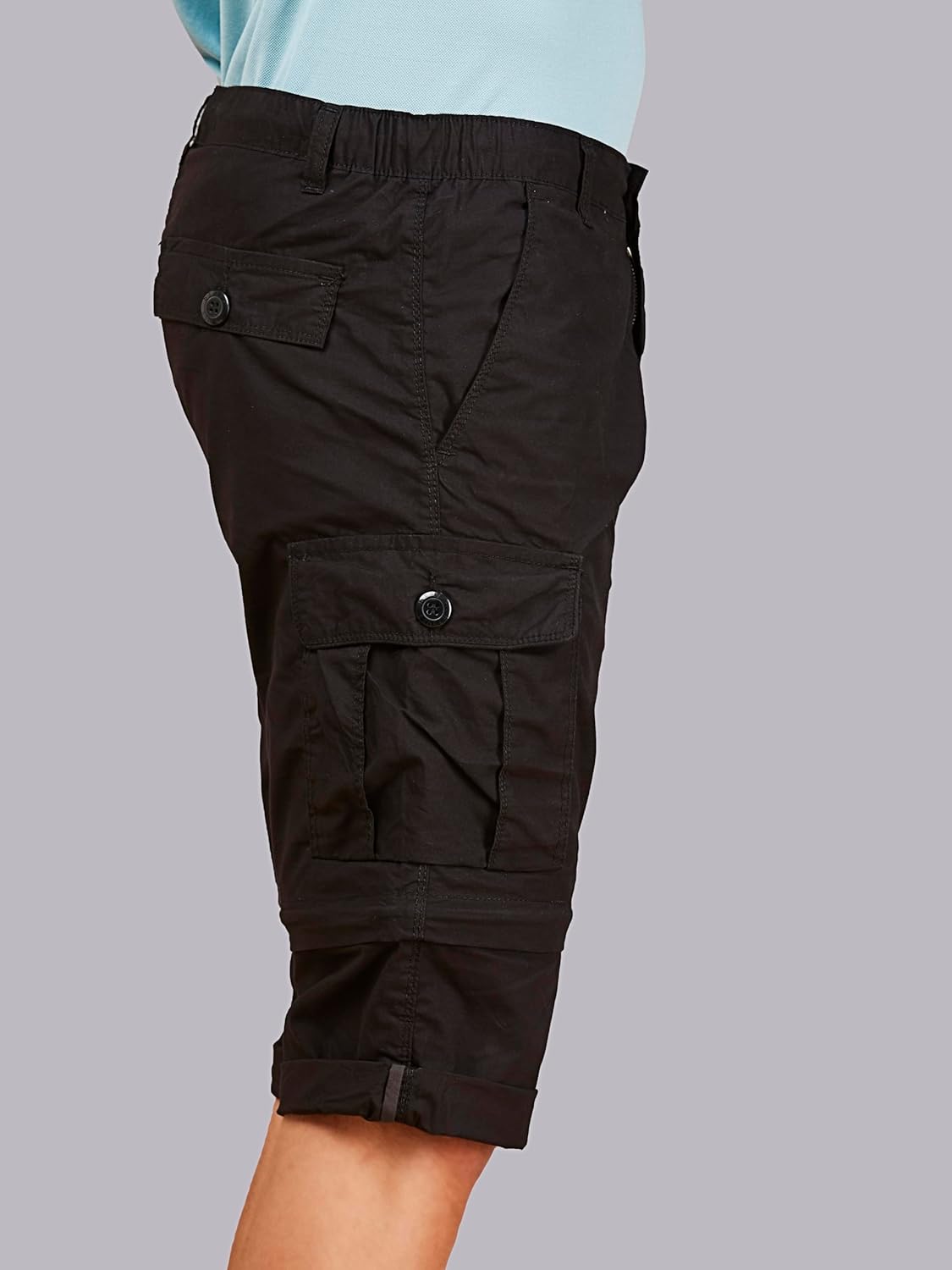 Detachable Cargo Pocket Black Shorts