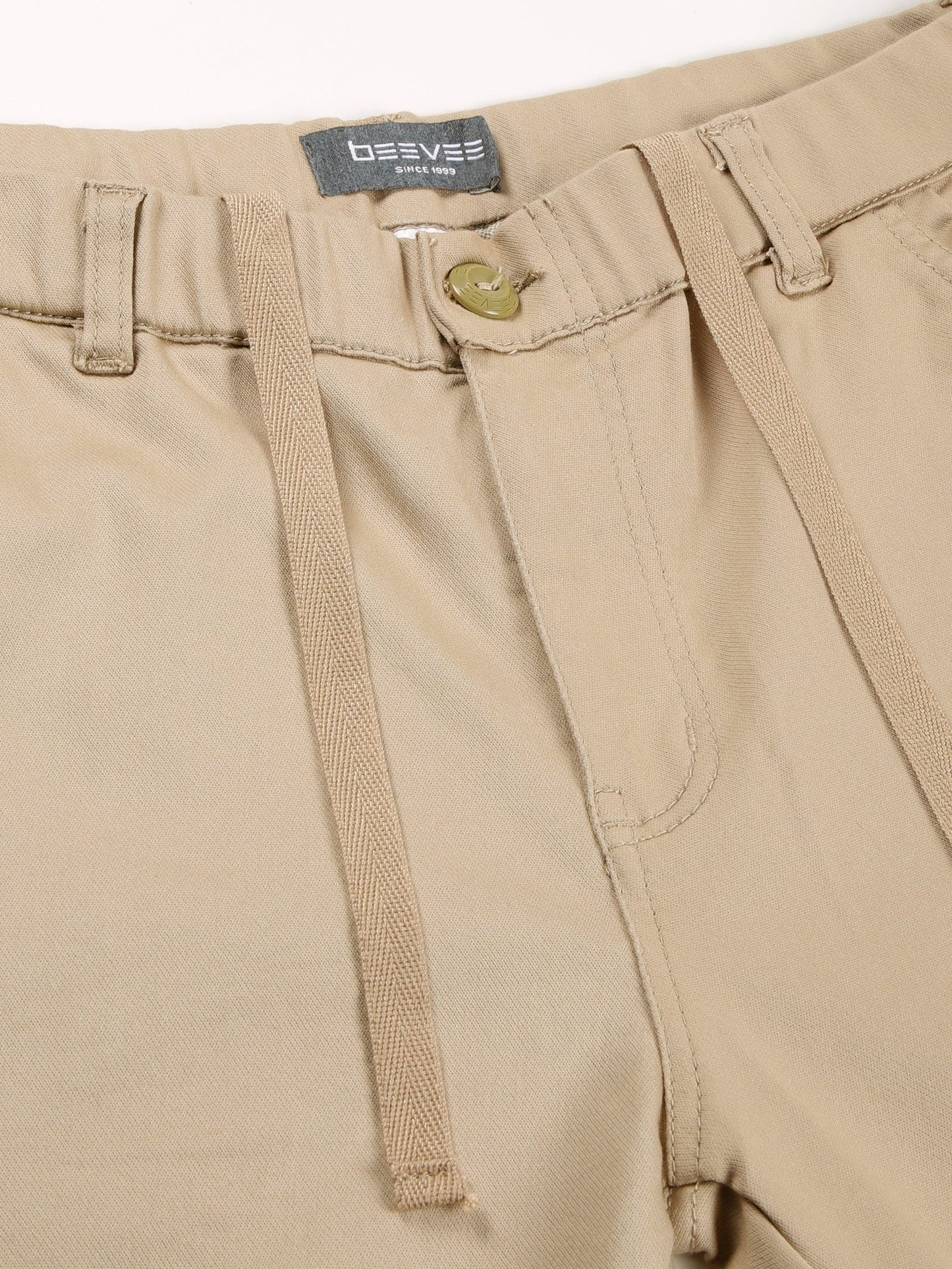 Beige Elasticated Waist Multi Pocket Stretchable Lounge Pants