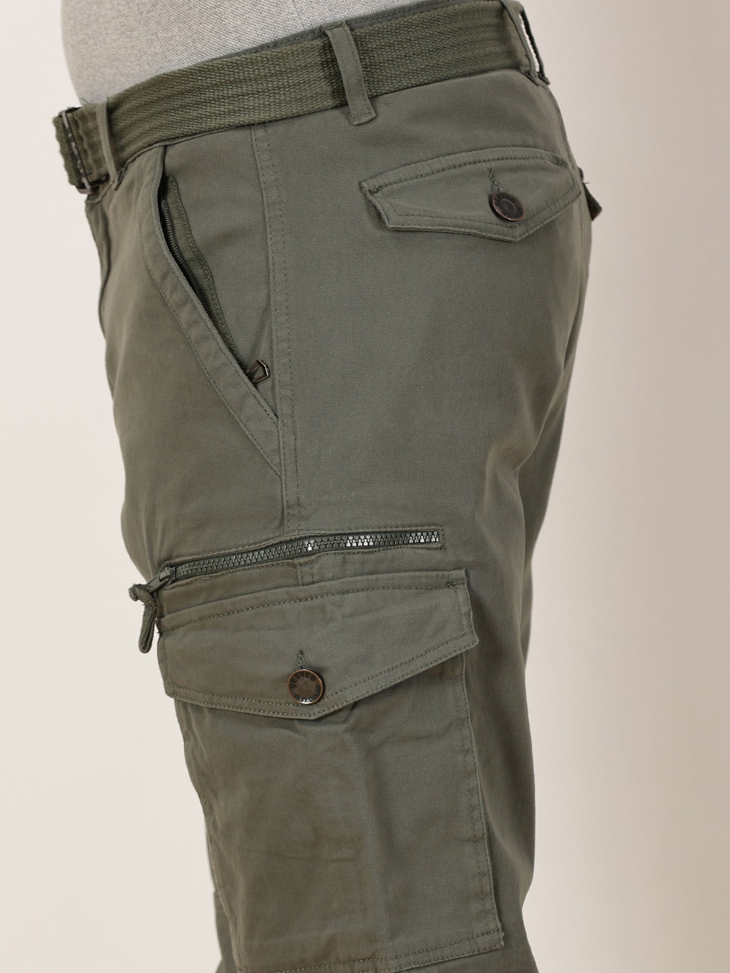 Zip Pocket Stretchable Green With Belt