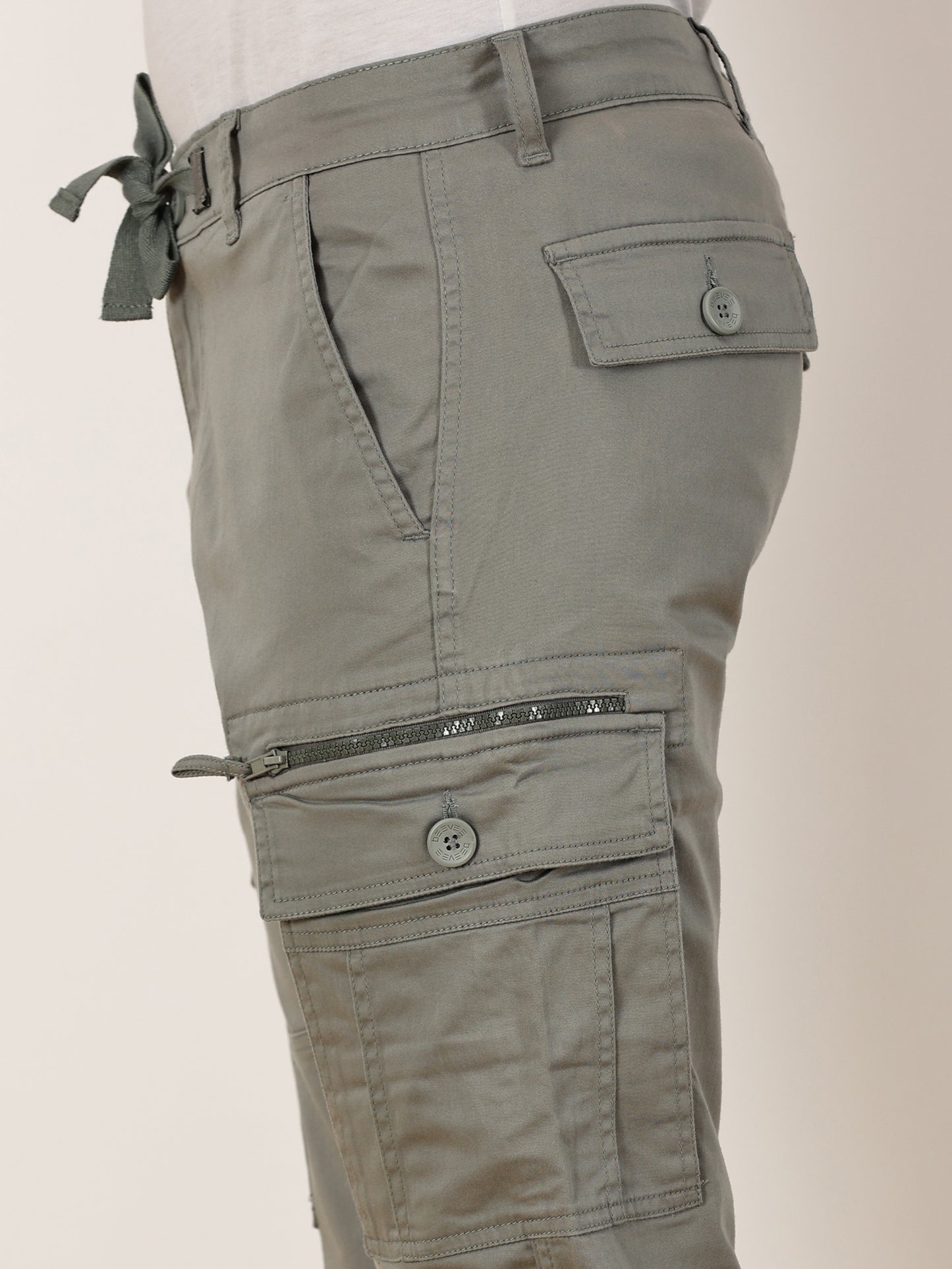 Zip Pocket Stretchable Dark Grey Cargo