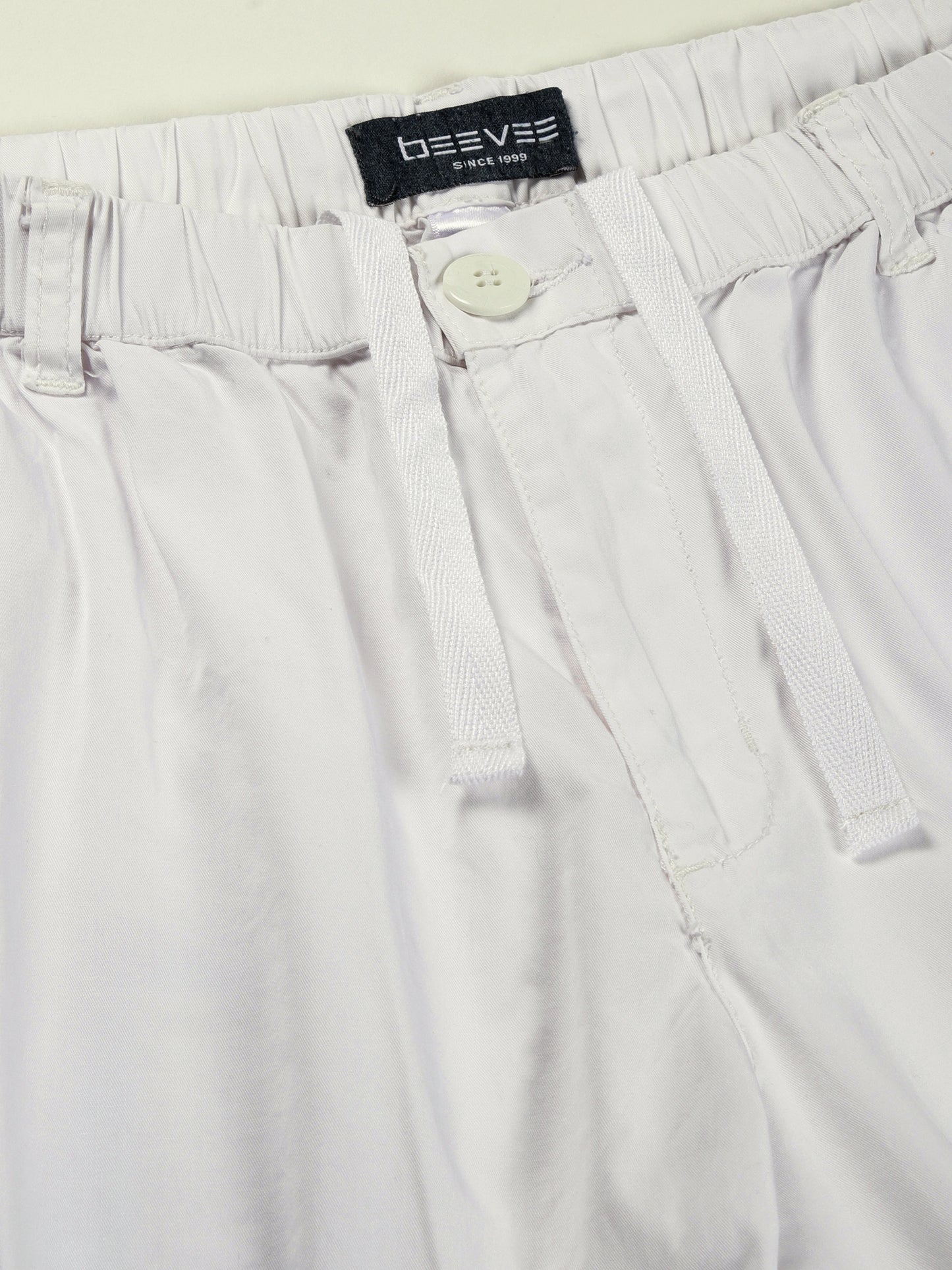 Zip Pocket Elasticated Stretchable White Shorts