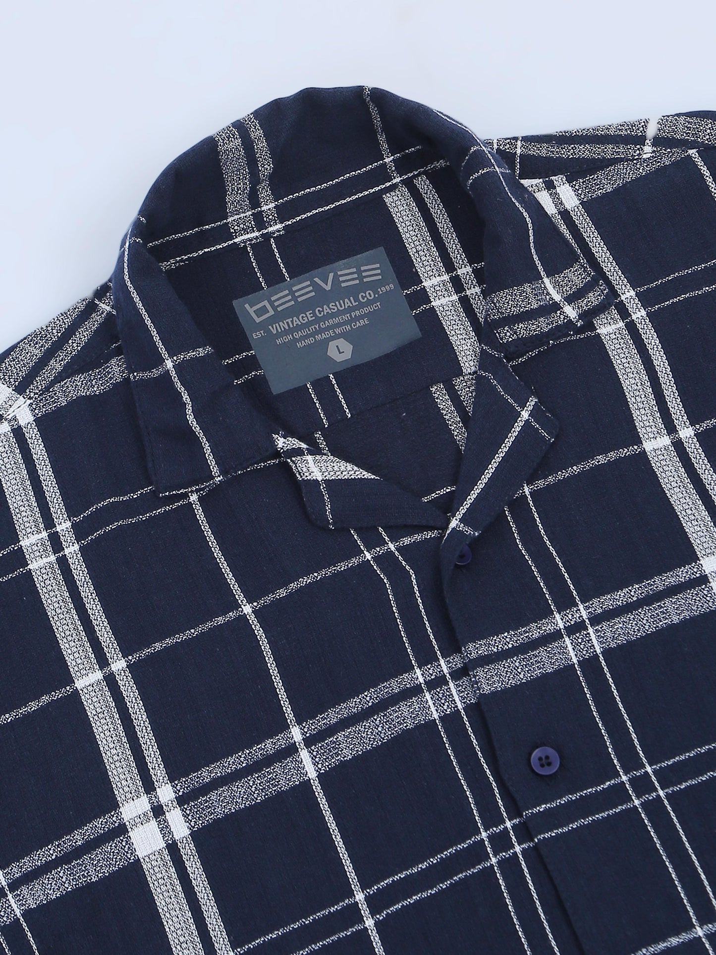 Checkered Navy Regular Fit Knee-Length Casual Co-ord Set