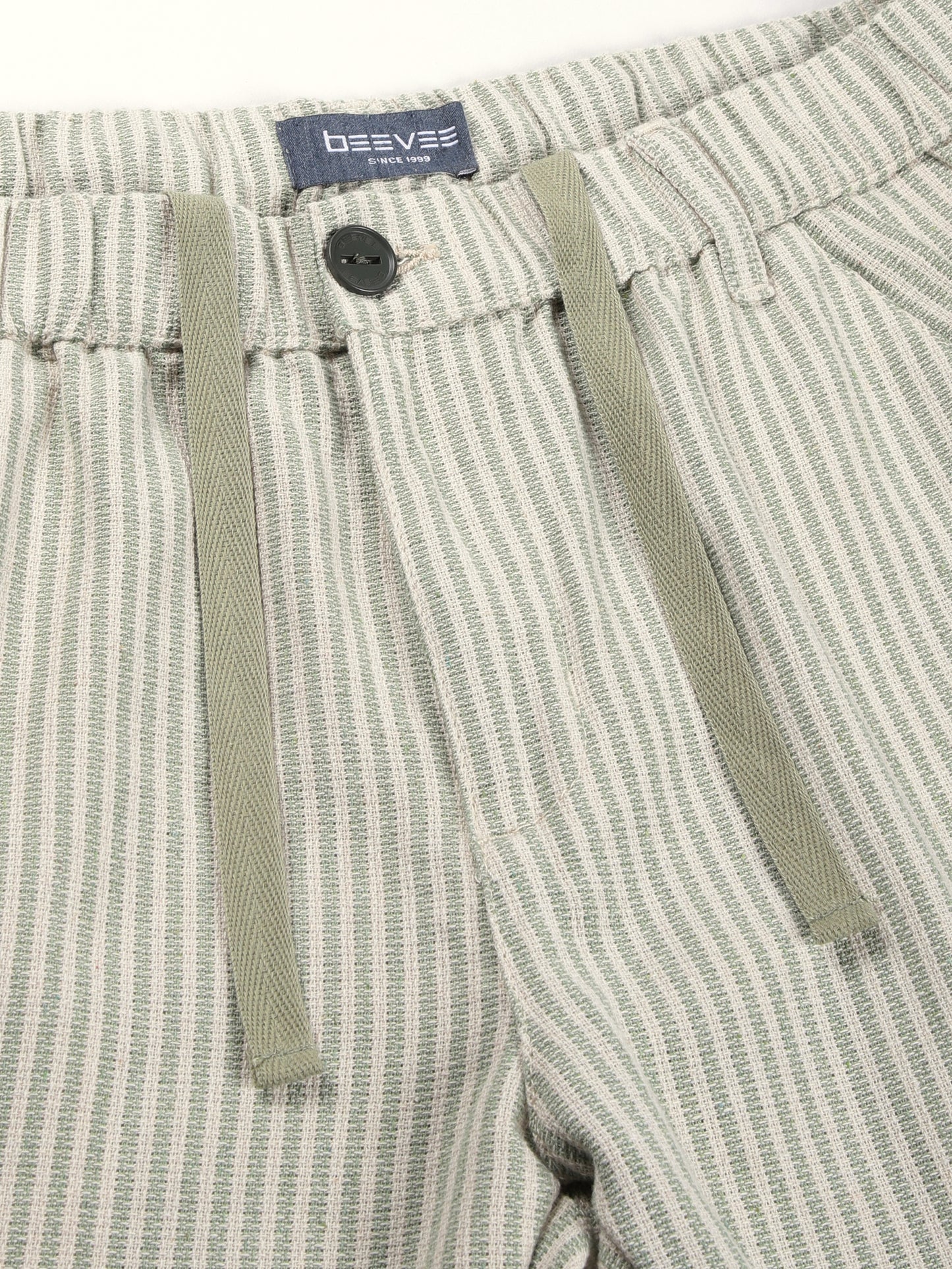 Yarn Dyed Stripe Elasticated Waist Green Lounge Pants