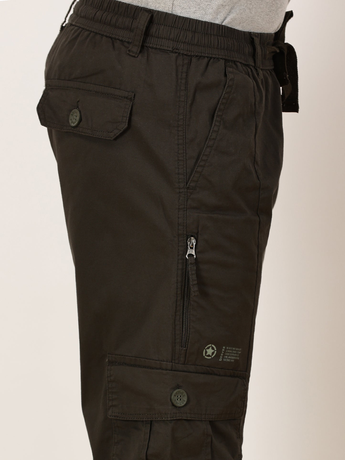 Multi Pocket Stretchable Olive Cargo