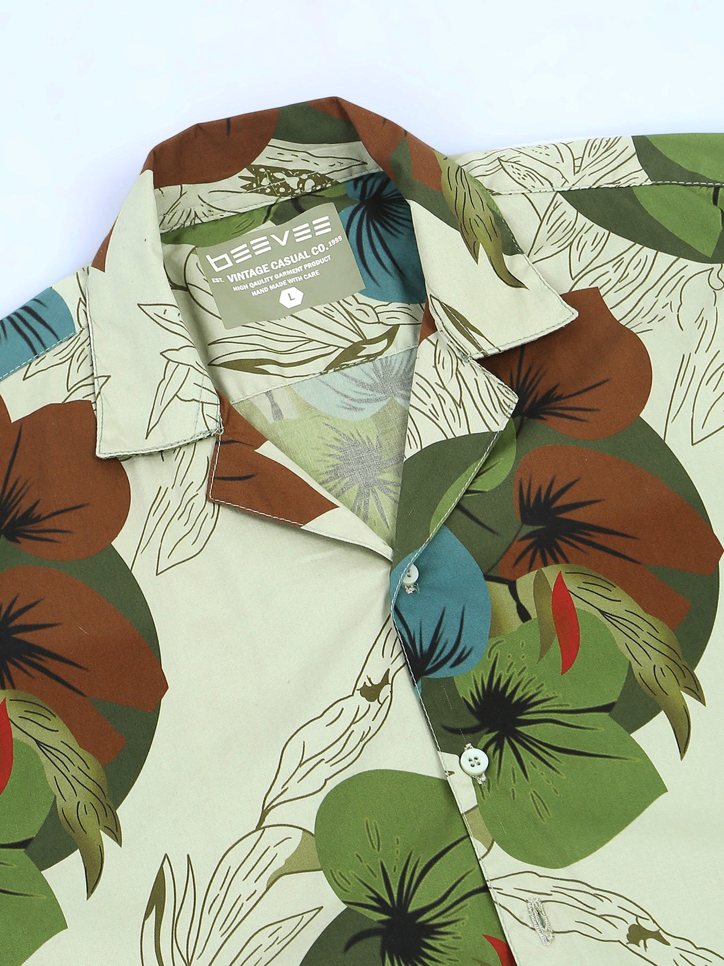 Light Pista Regular Fit Leaf Print Co-ord Sets
