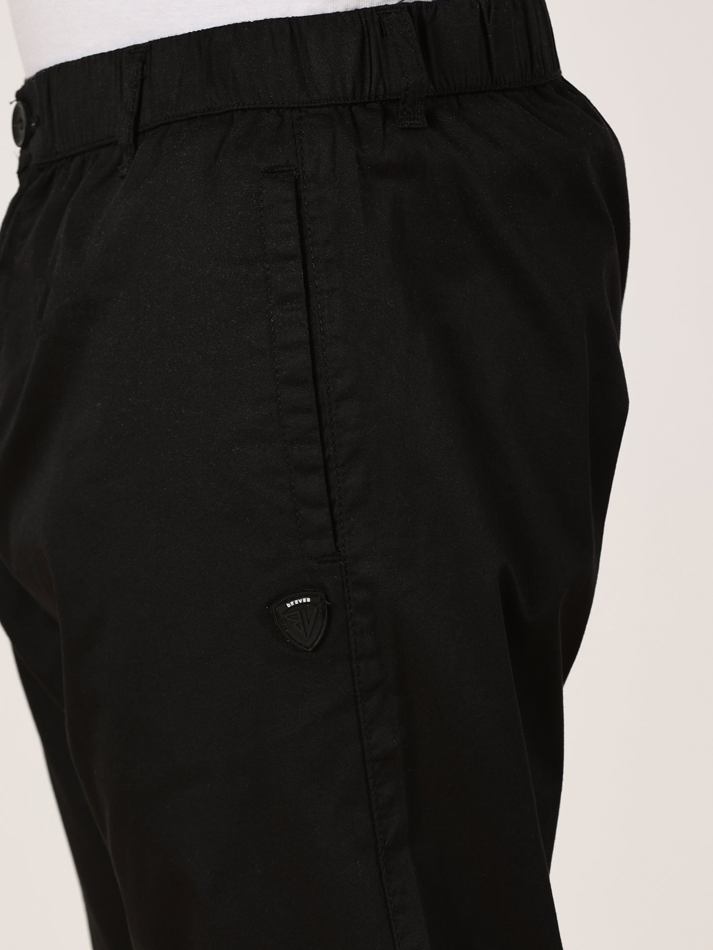 Light Weight Elasticated Waist Zip Pocket Black Lounge Pants