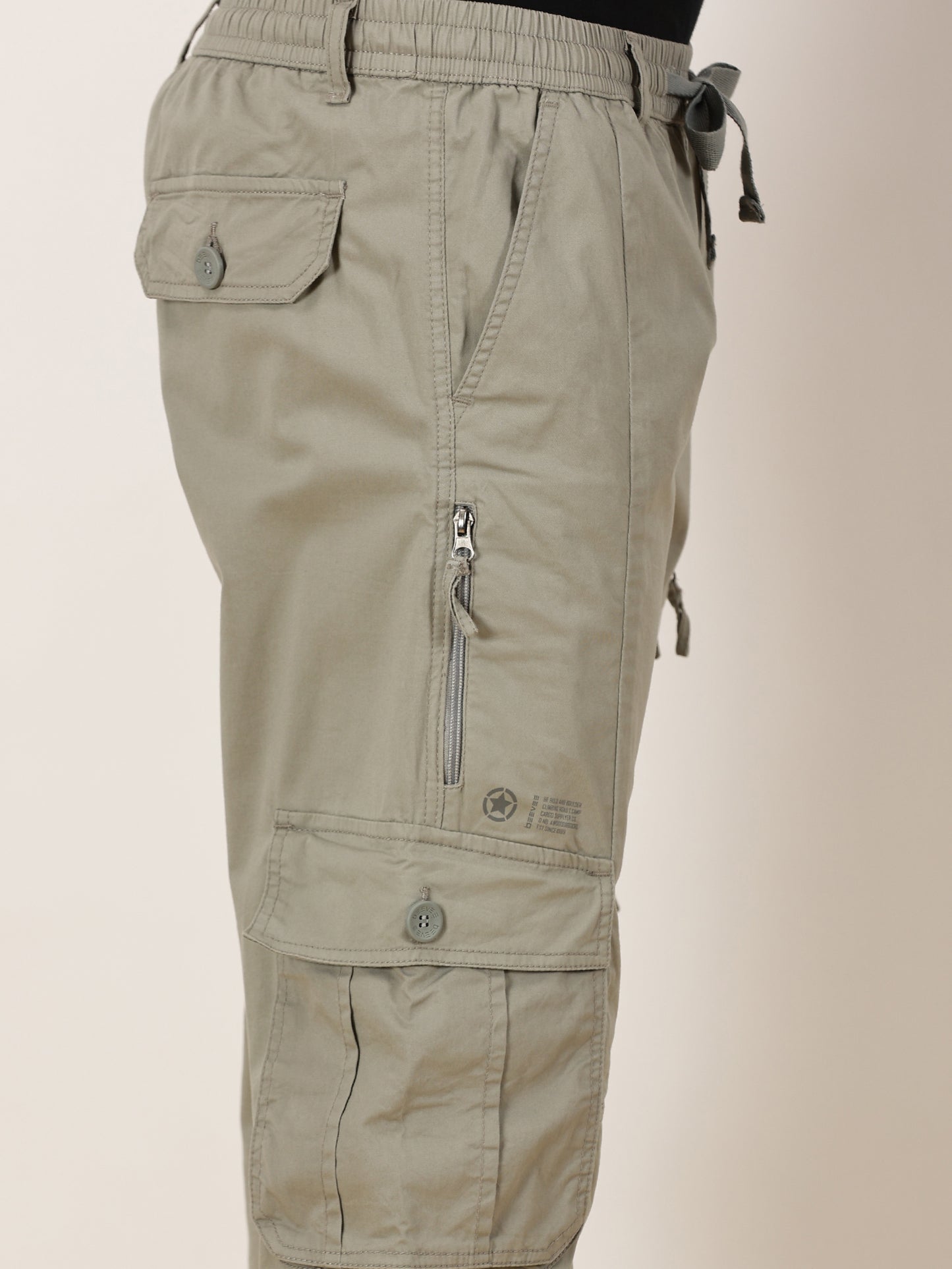 Multi Pocket Stretchable Grey Cargo
