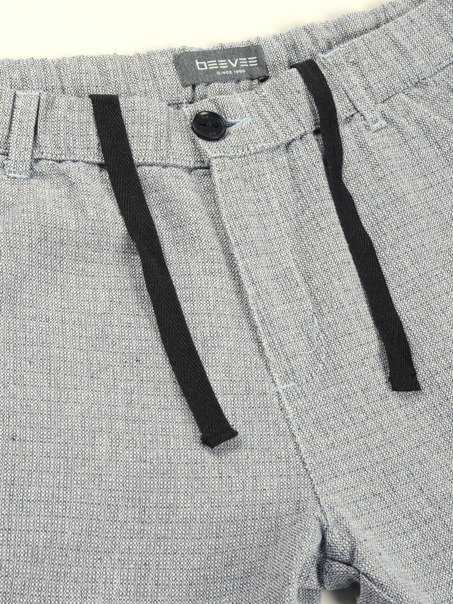 Yarn Dyed Elasticated  Waist Zip Pocket Blue Lounge Pants