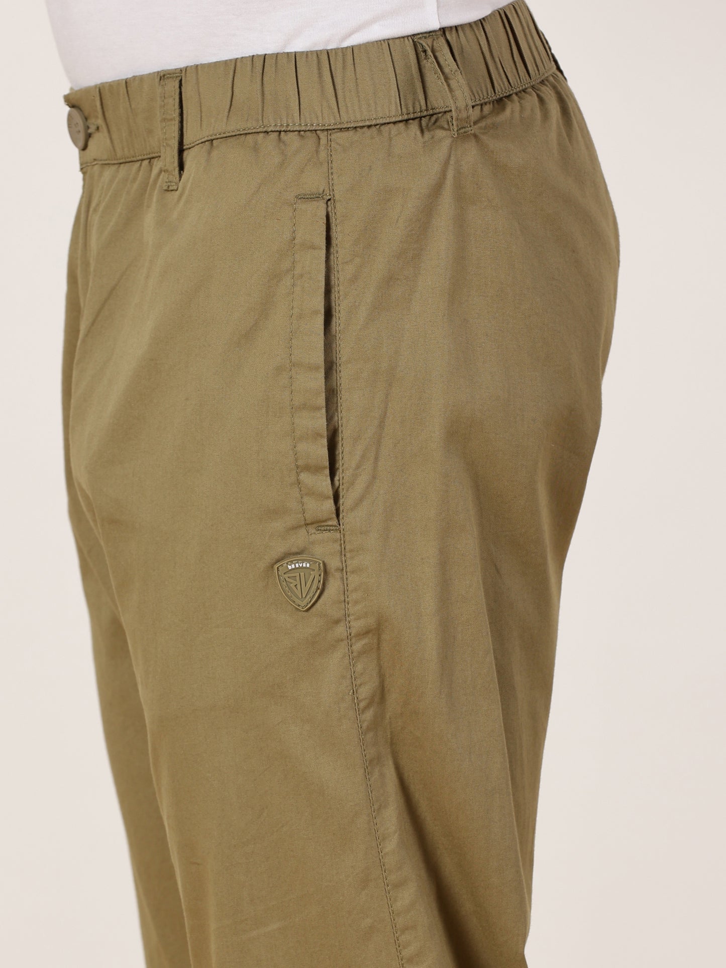 Light Weight Elasticated Waist Zip Pocket Khaki Lounge Pants