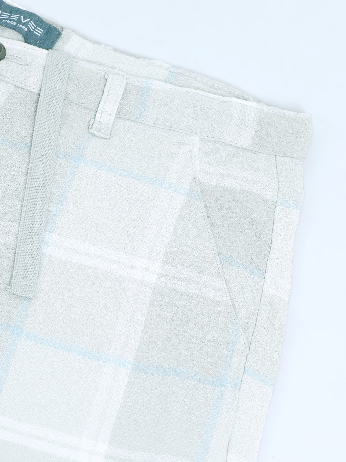 Grey Yarn Dyed Cotton Checkered Shorts.