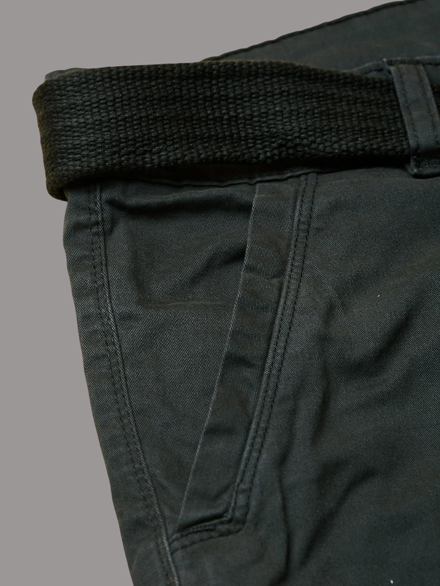 Multi Pocket Stretchable Olive Cargo With Belt
