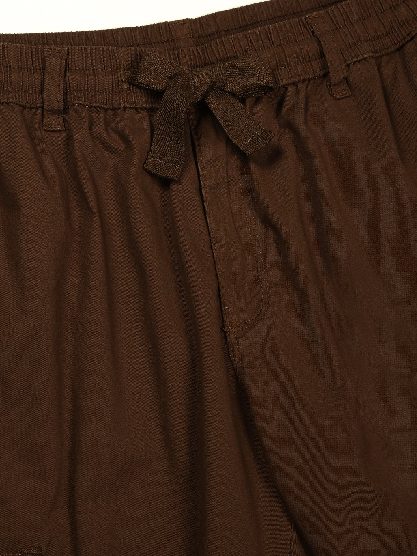 Elasticated Waist Zip Pocket Stretchable Brown Jogger Cargo