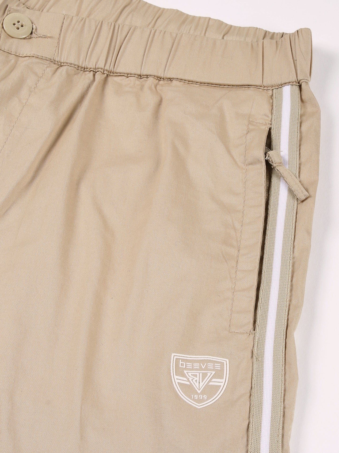 Beige Elasticated Waist Stretchable Jogger Lounge Pants With Side Tape