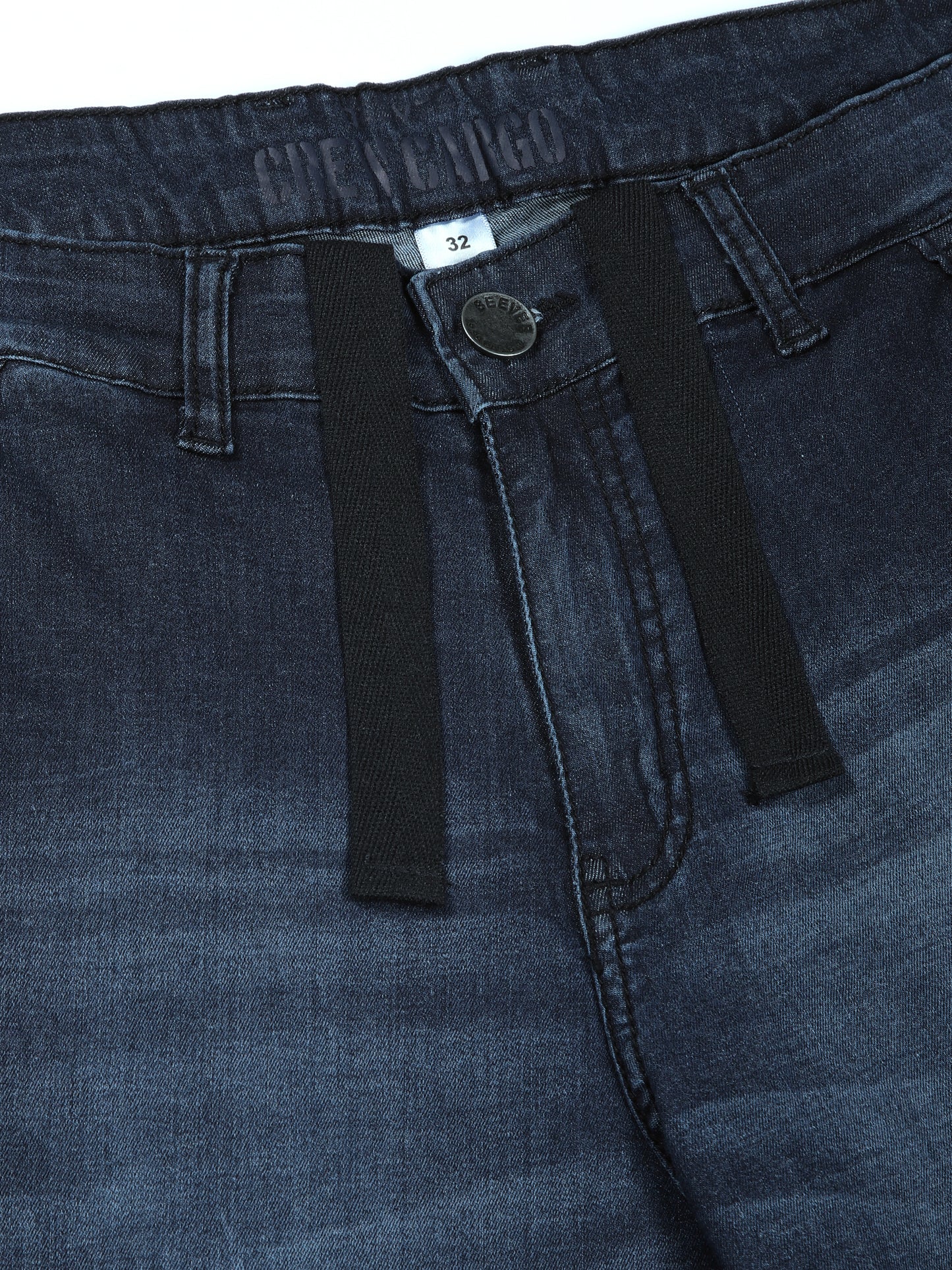 Multi Pocket Stretchable Dark Blue Denim Cargo