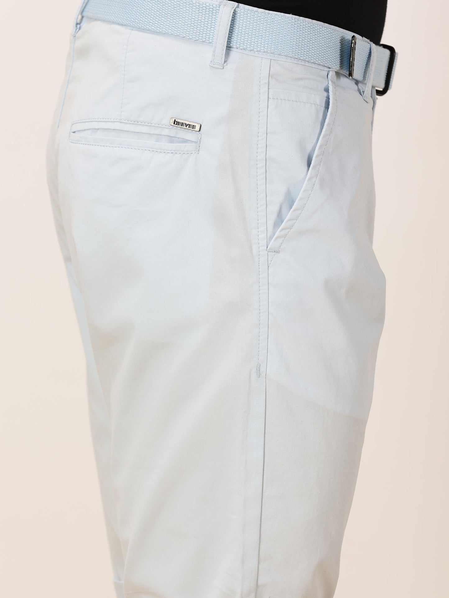 Sky Regular Fit Solid Shorts With Belt