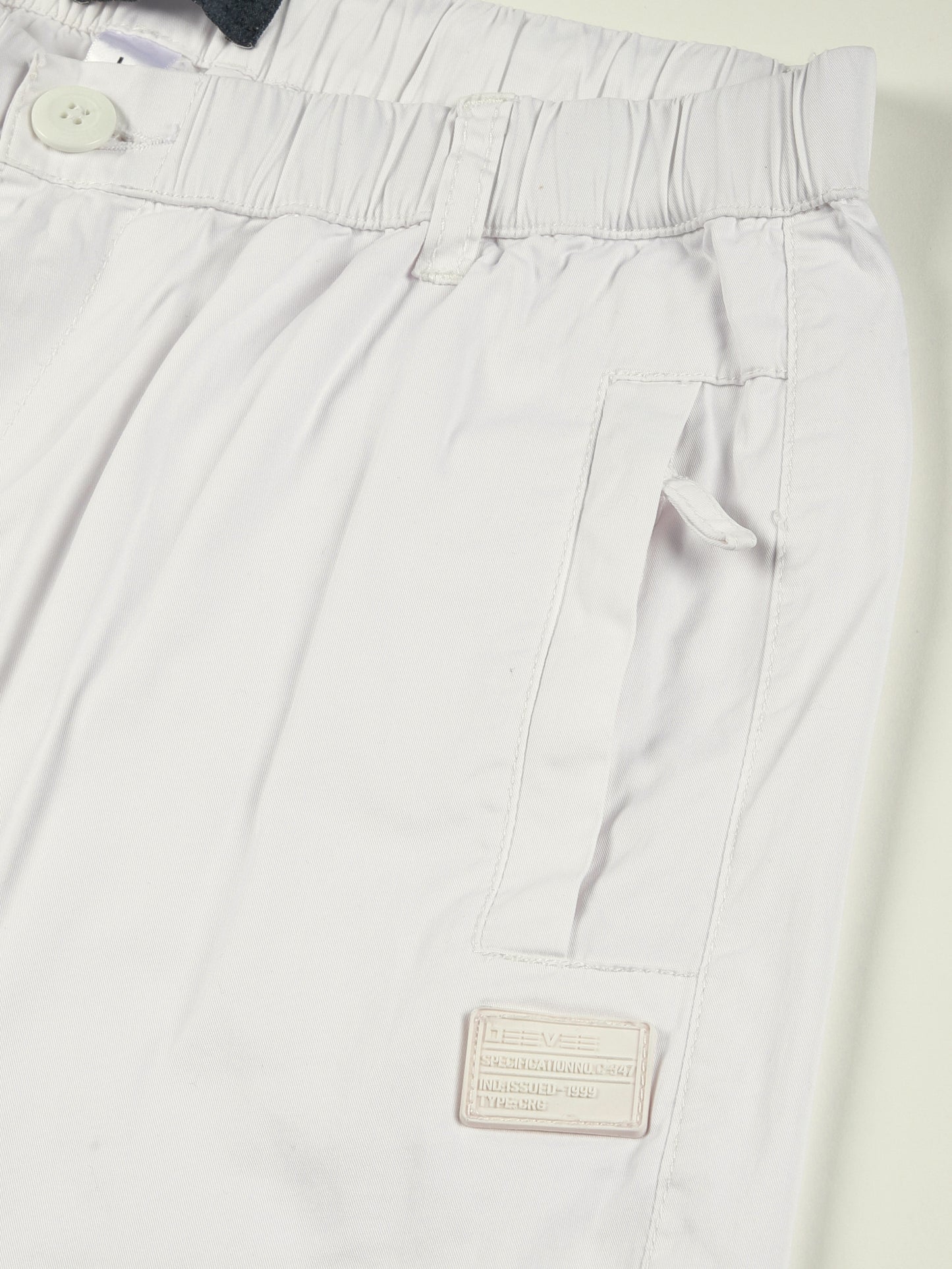 Zip Pocket Elasticated Stretchable White Shorts