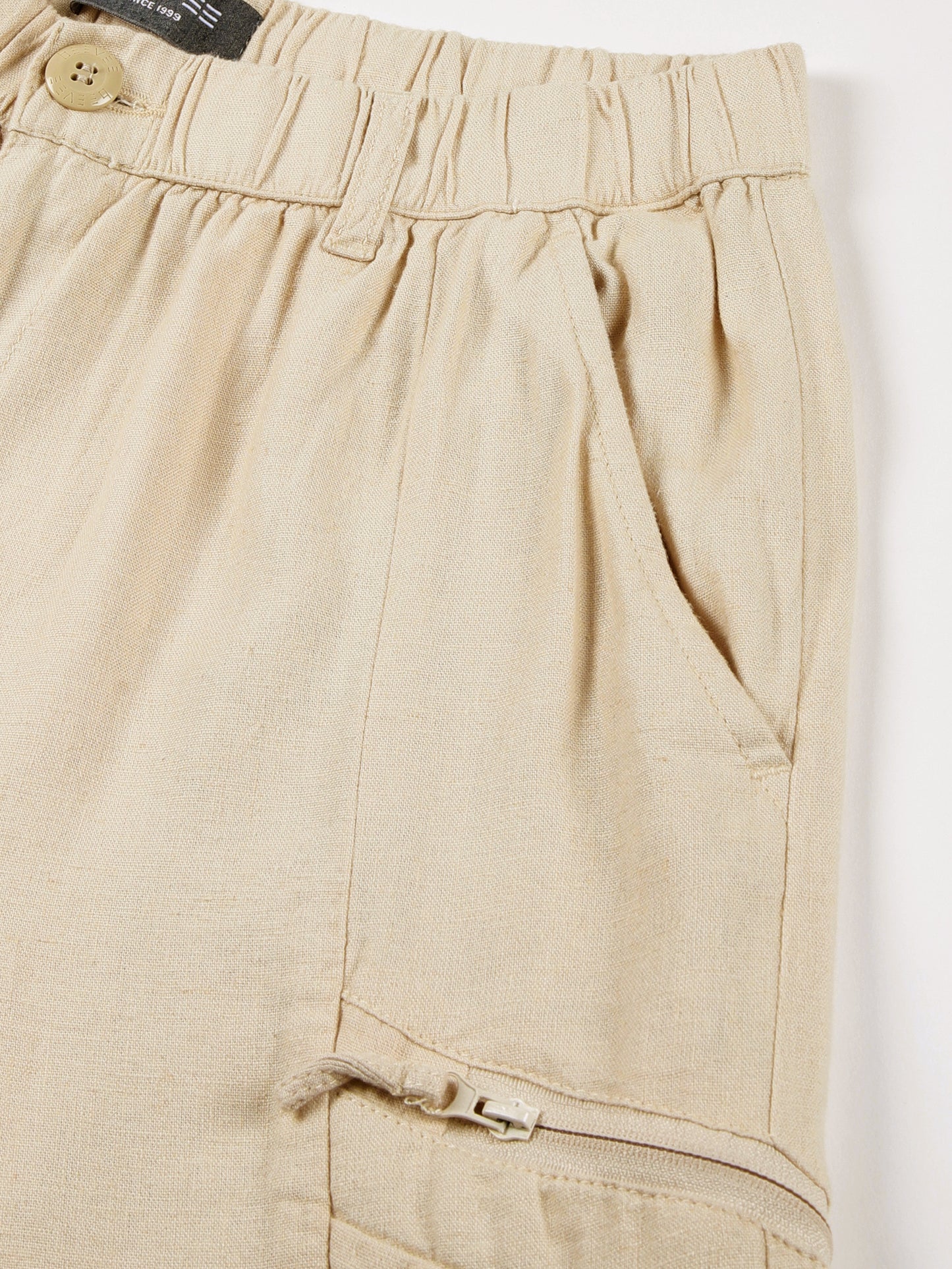Linen Elasticated Waist Zip Pocket Black Lounge Pants
