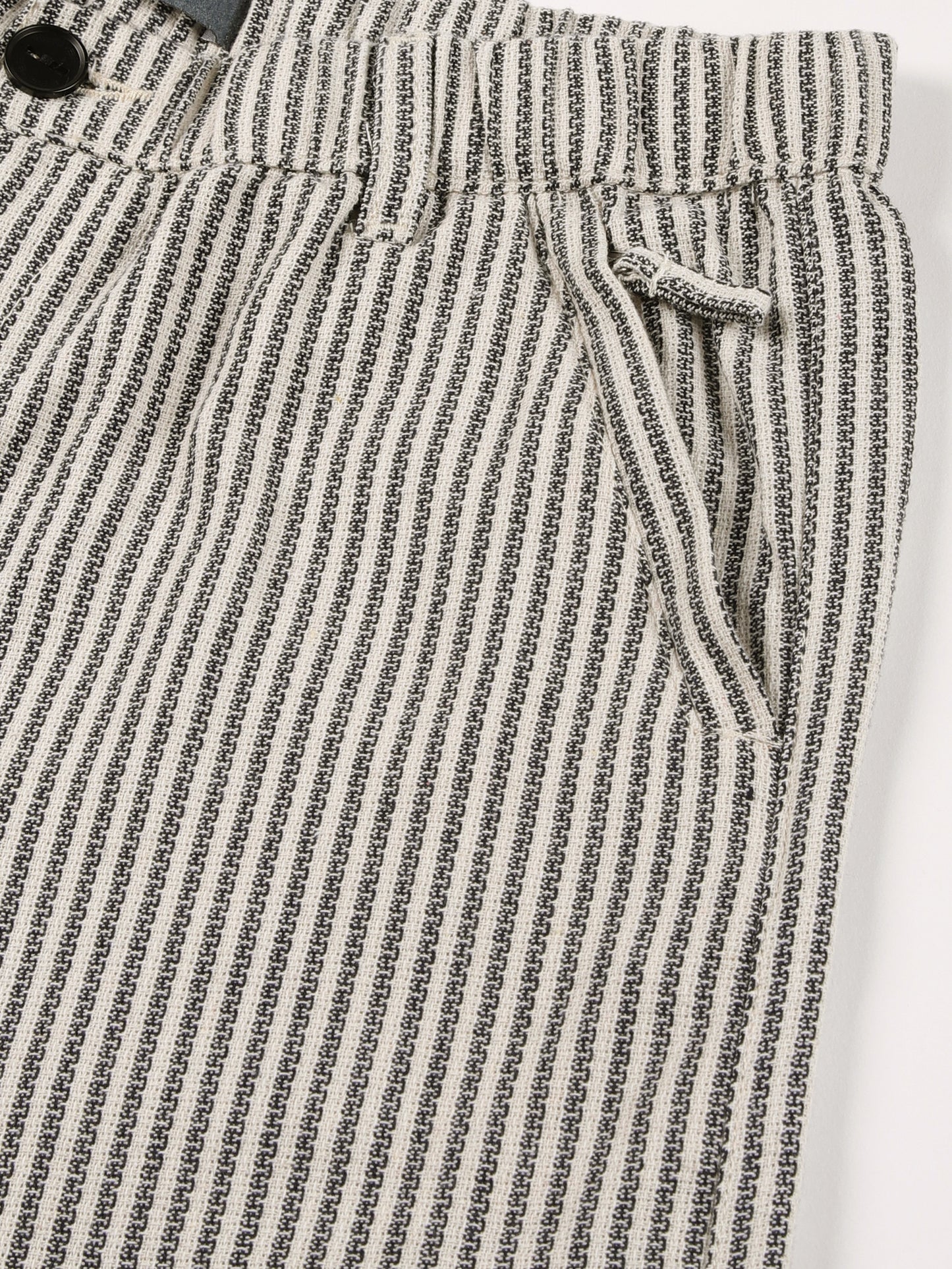 Yarn Dyed Stripe Elasticated Waist Black Lounge Pants