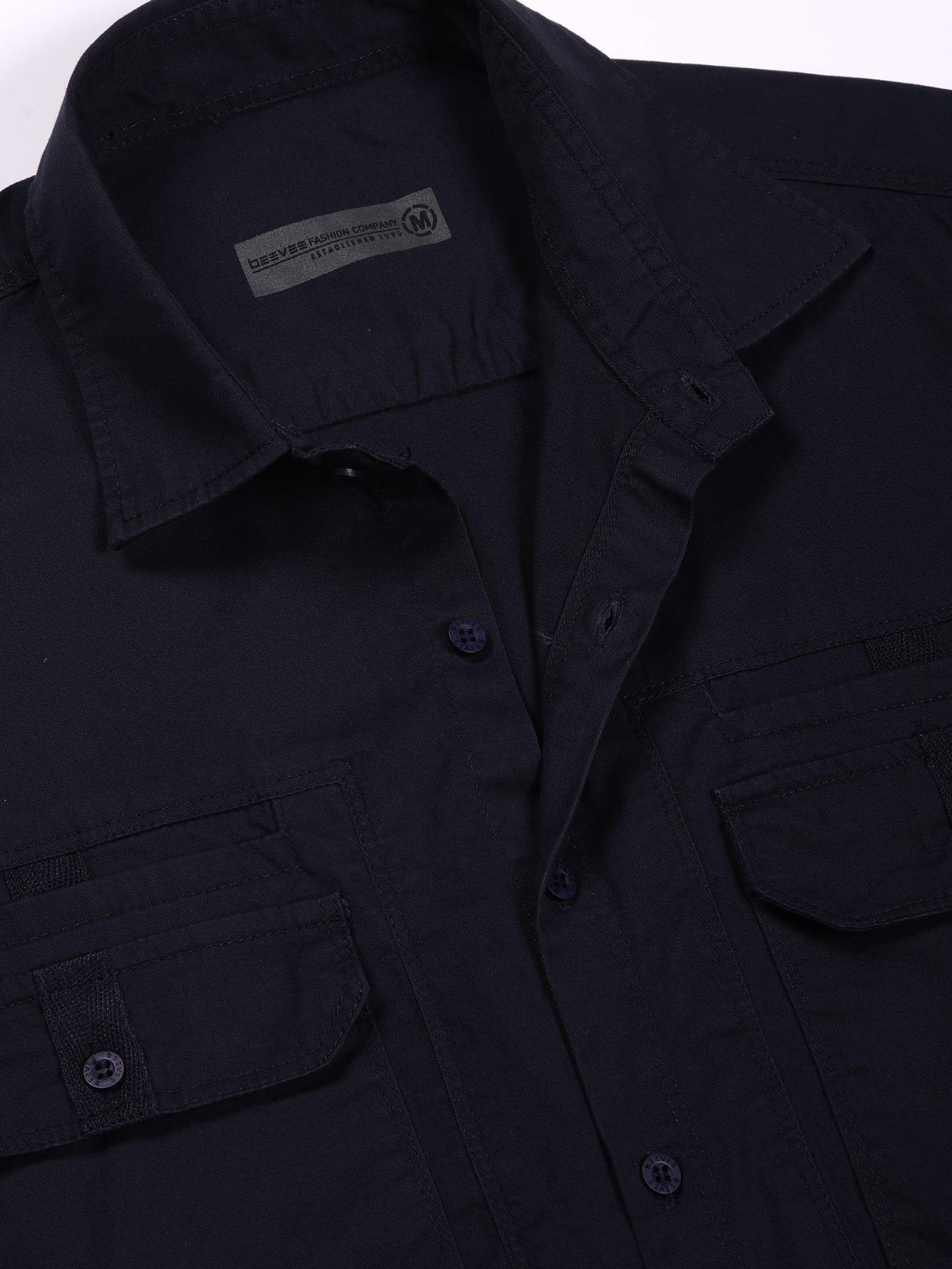 Double Pocket Stretchable Navy Cargo Shirt