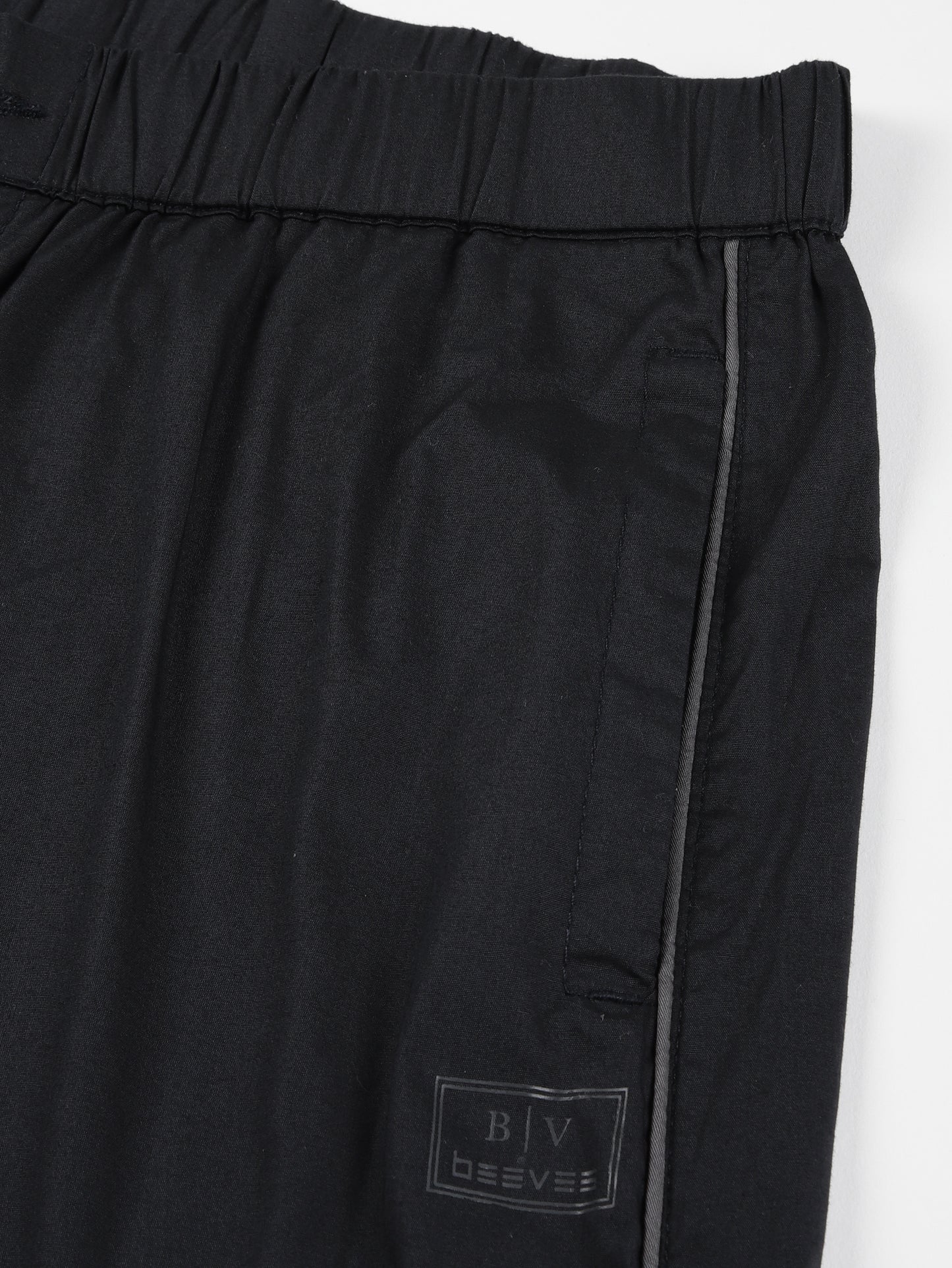 Elasticated Waist Zip Pocket Stretchable Navy Lounge Pants with Side Tape