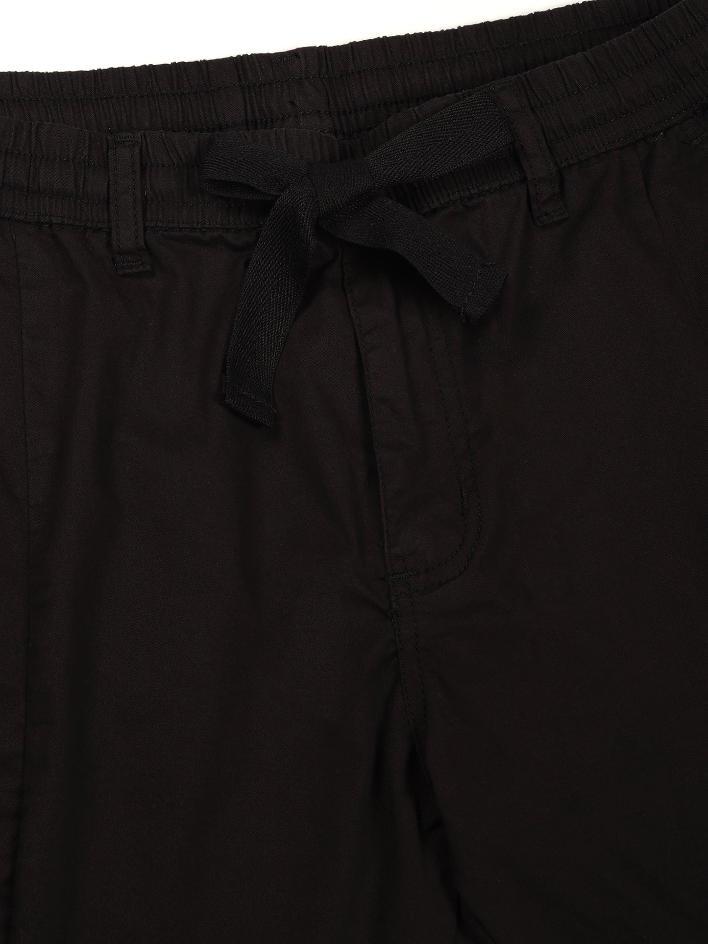 Multi Pocket Stretchable Black Cargo