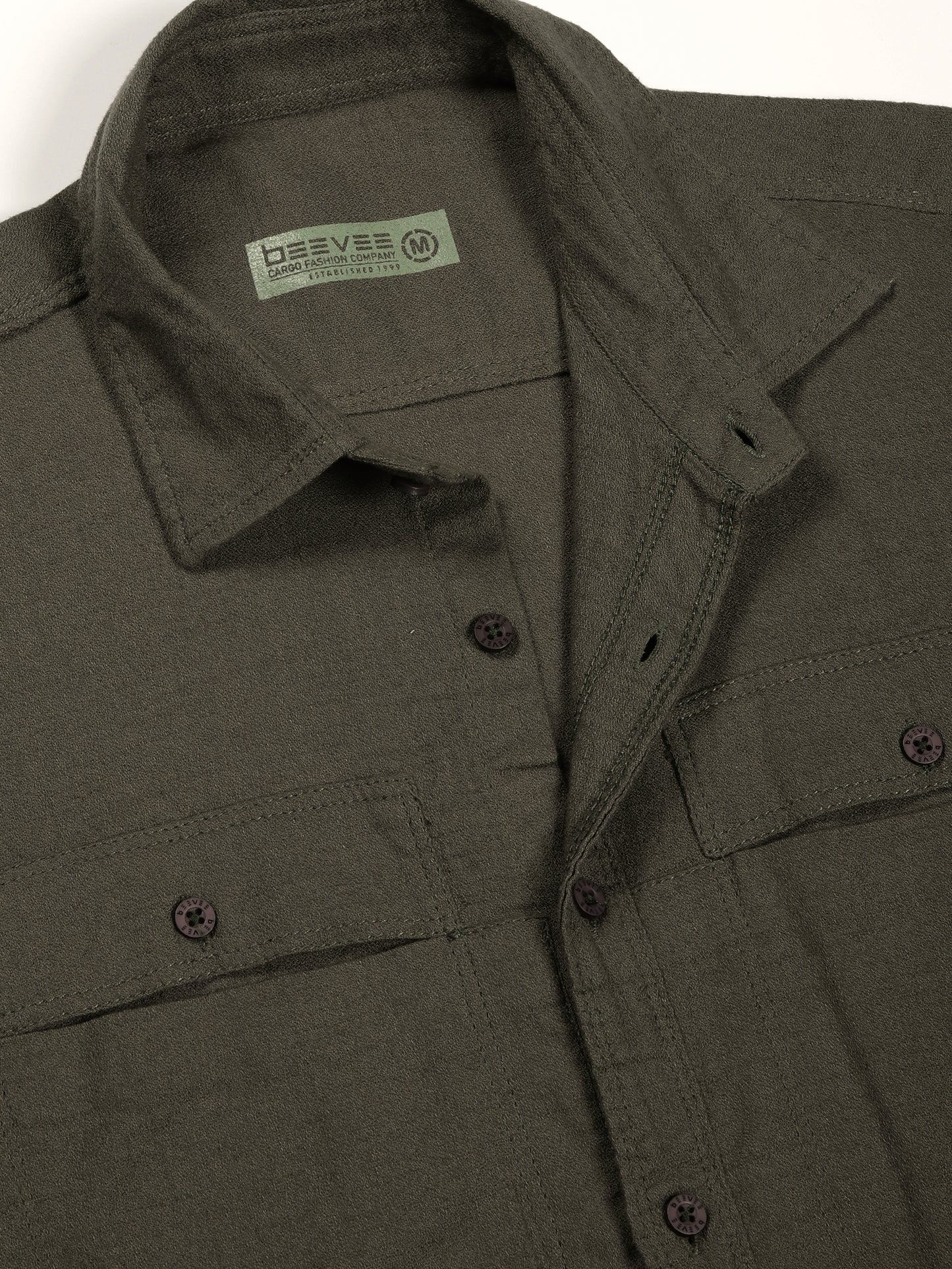 Multi Pocket Olive Cargo Shirt