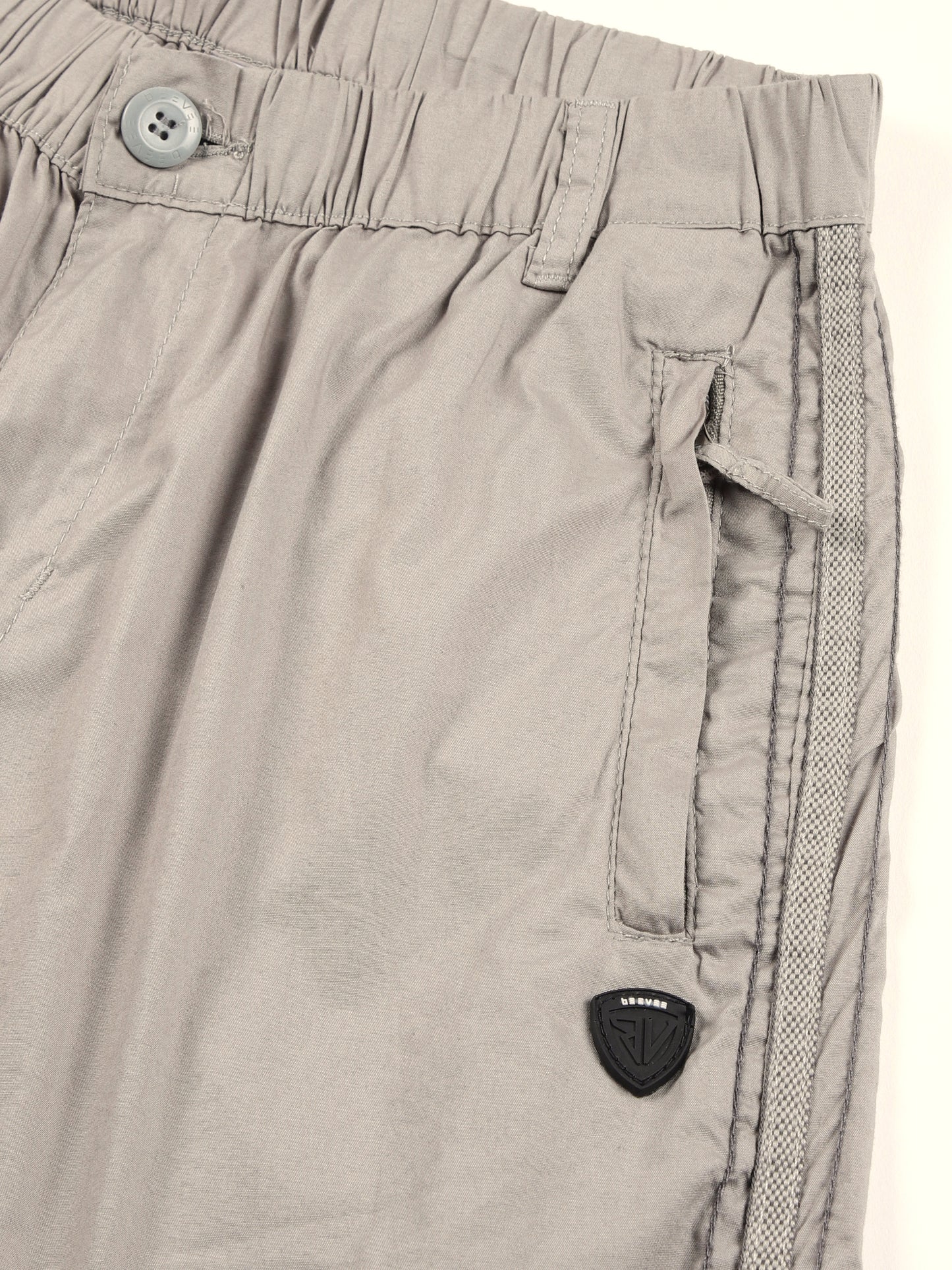 Elasticated Waist Zip Pocket Stretchable Light Grey Lounge Pants with Side Tape
