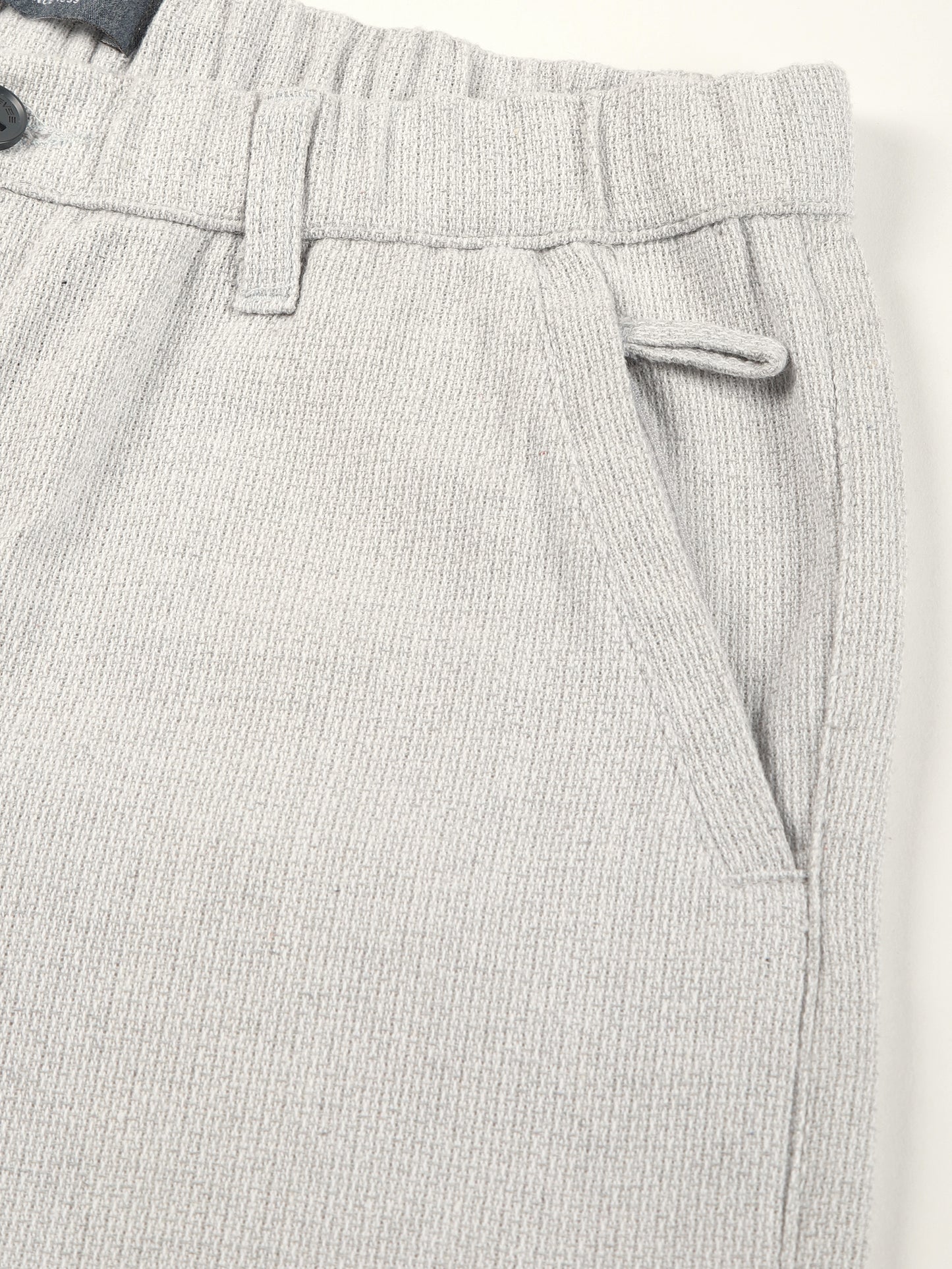 Yarn Dyed Elasticated  Waist Zip Pocket Beige Lounge Pants