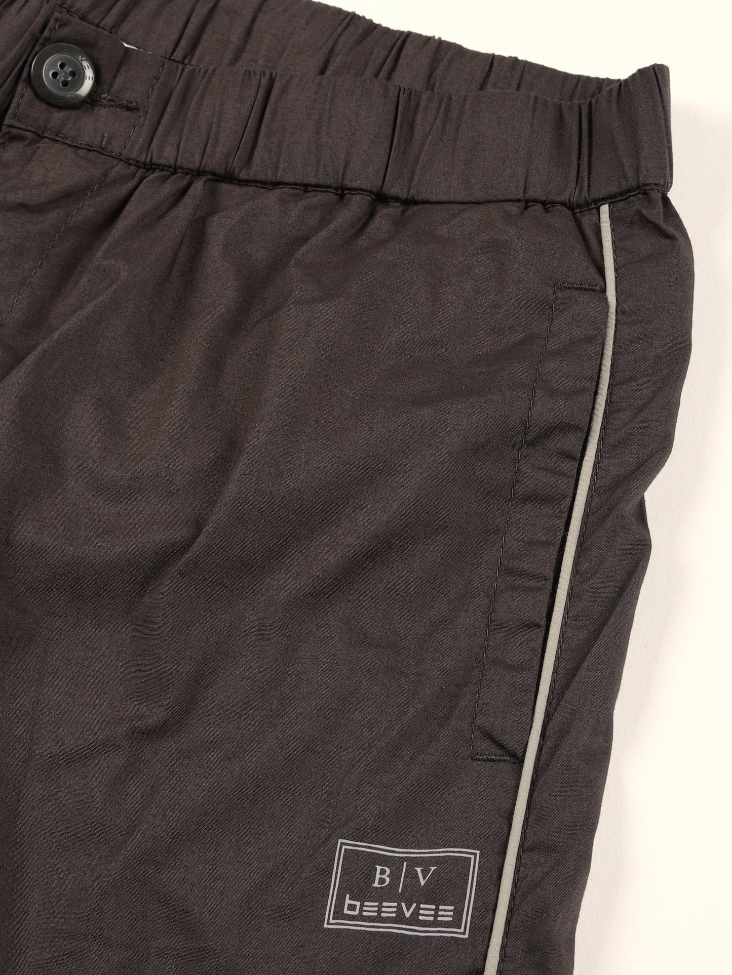 Elasticated Waist Zip Pocket Stretchable Grey Lounge Pants with Side Tape