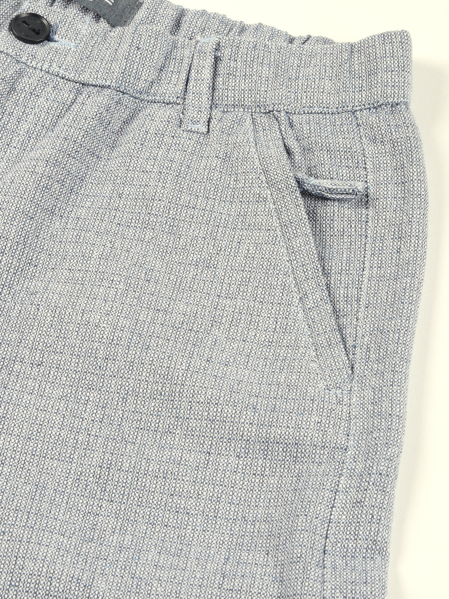 Yarn Dyed Elasticated  Waist Zip Pocket Blue Lounge Pants