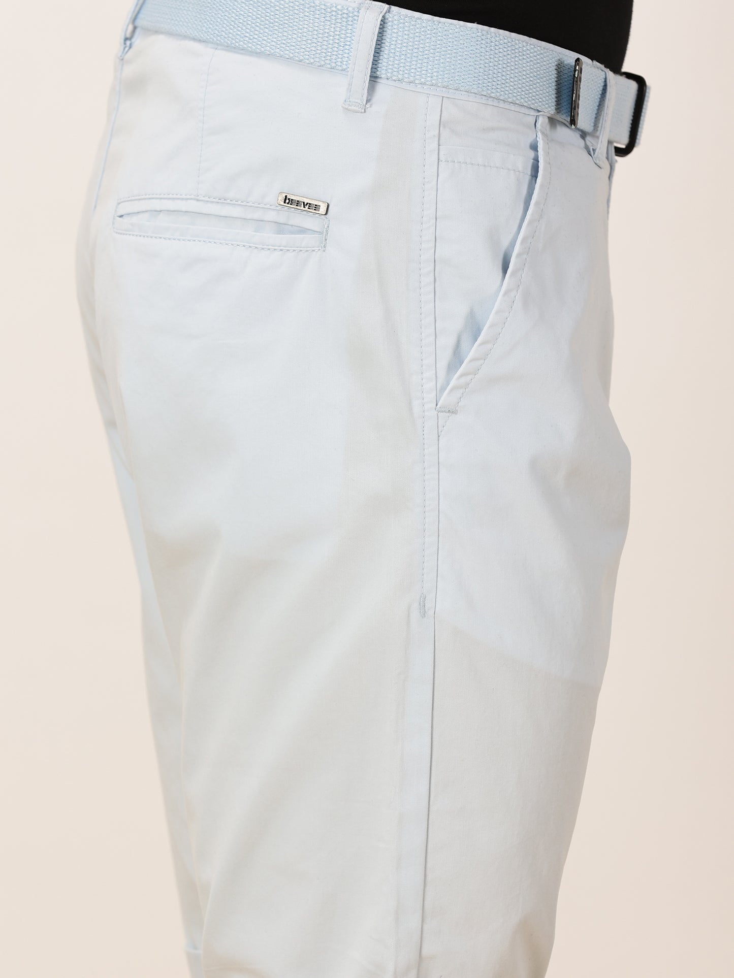 Sky Regular Fit Solid Shorts With Belt