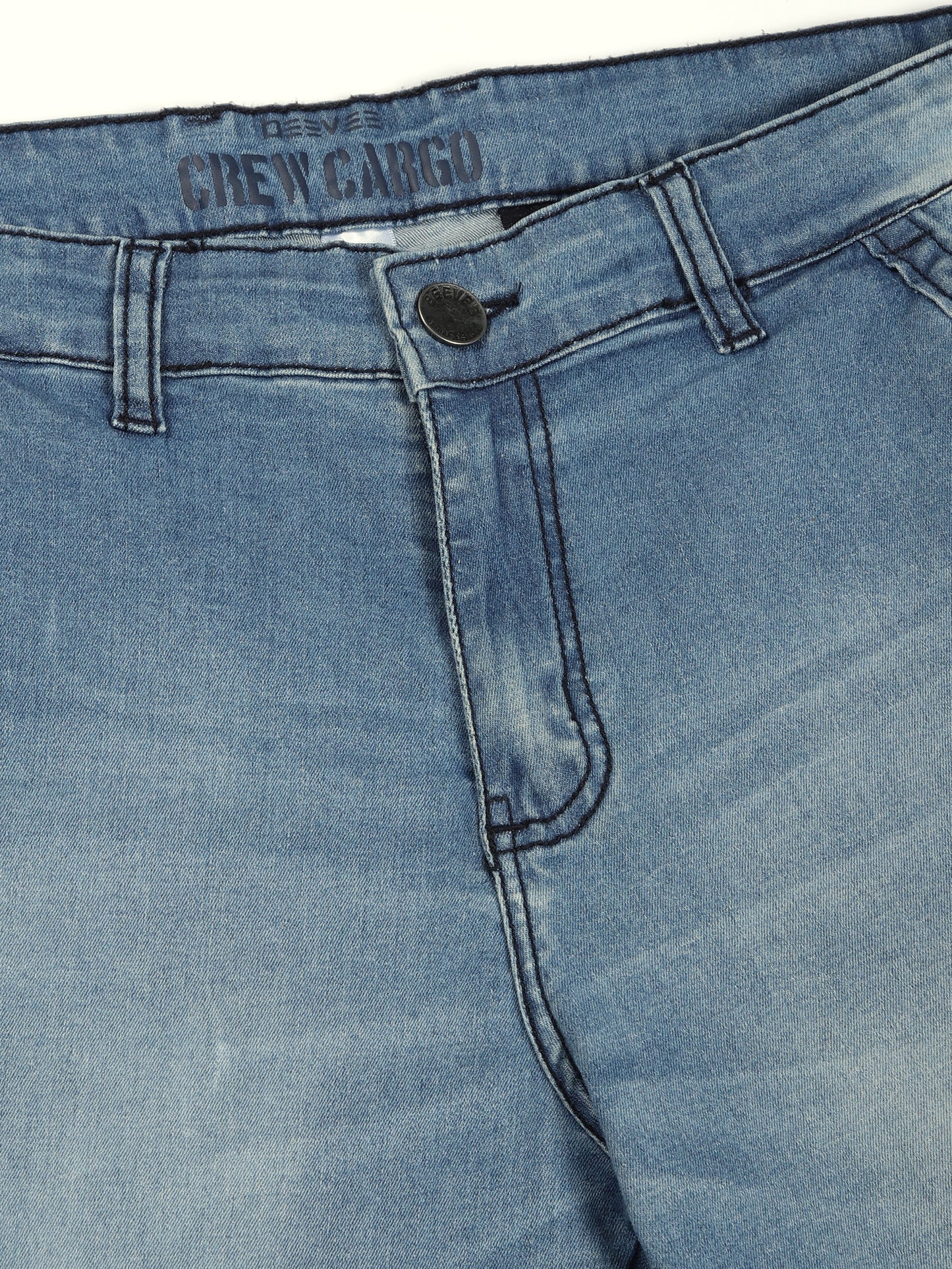 Multi Pocket Stretchable Light Blue Denim Cargo