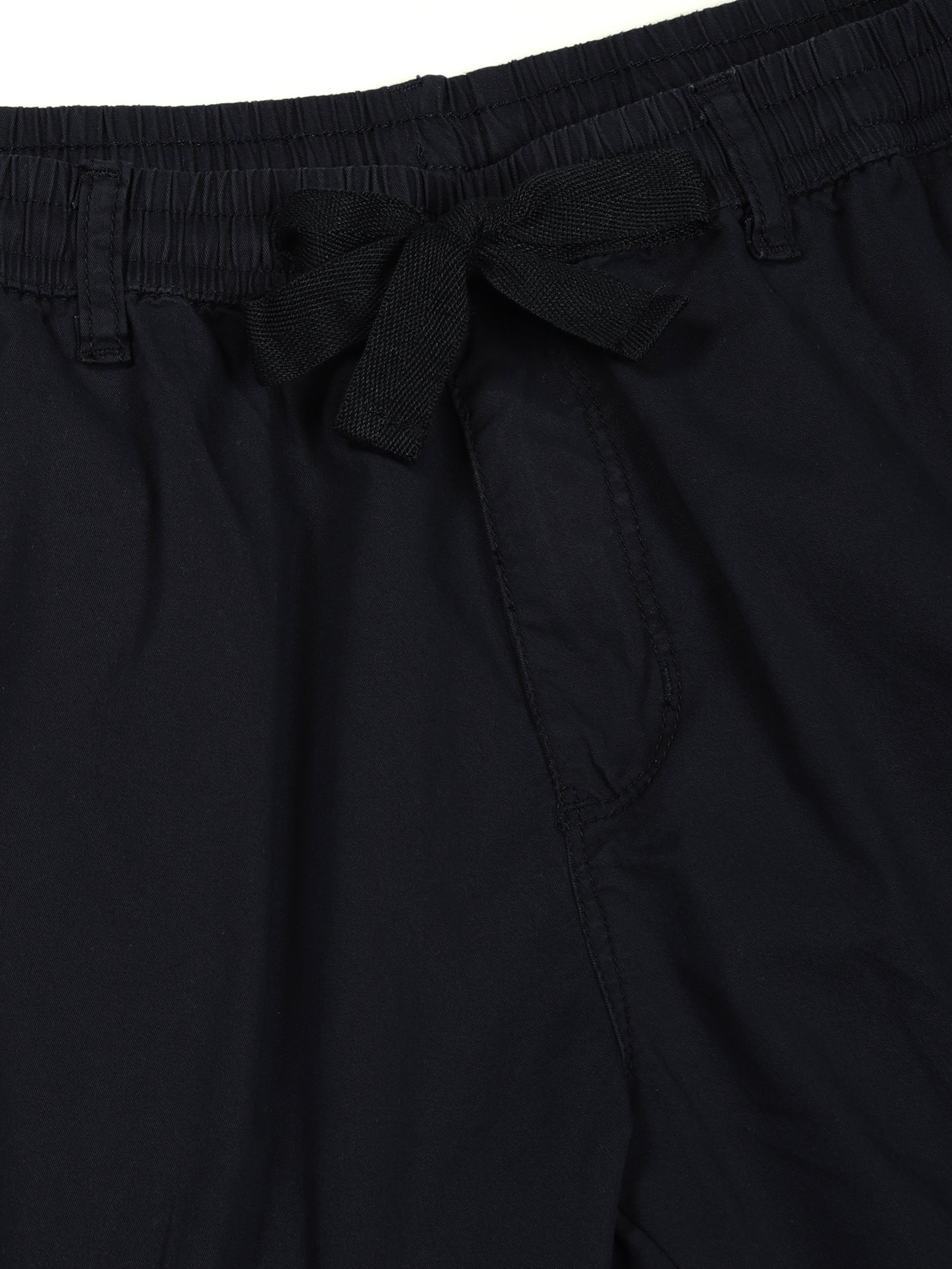 Elasticated Waist Zip Pocket Stretchable Navy Jogger Cargo