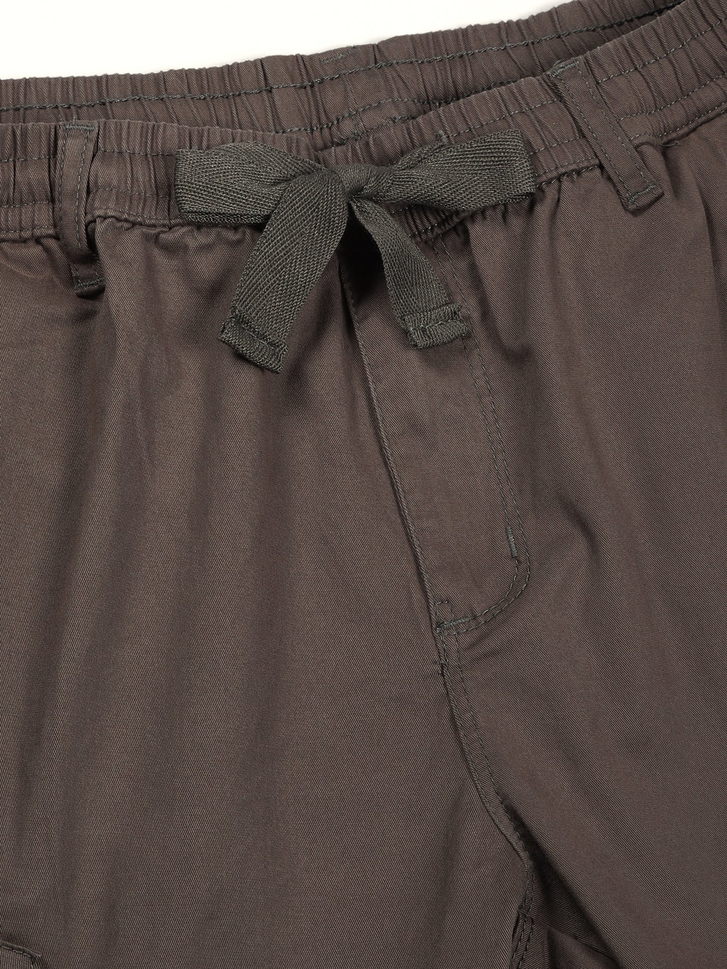 Elasticated Waist Multi Pocket Stretchable Grey Cargo