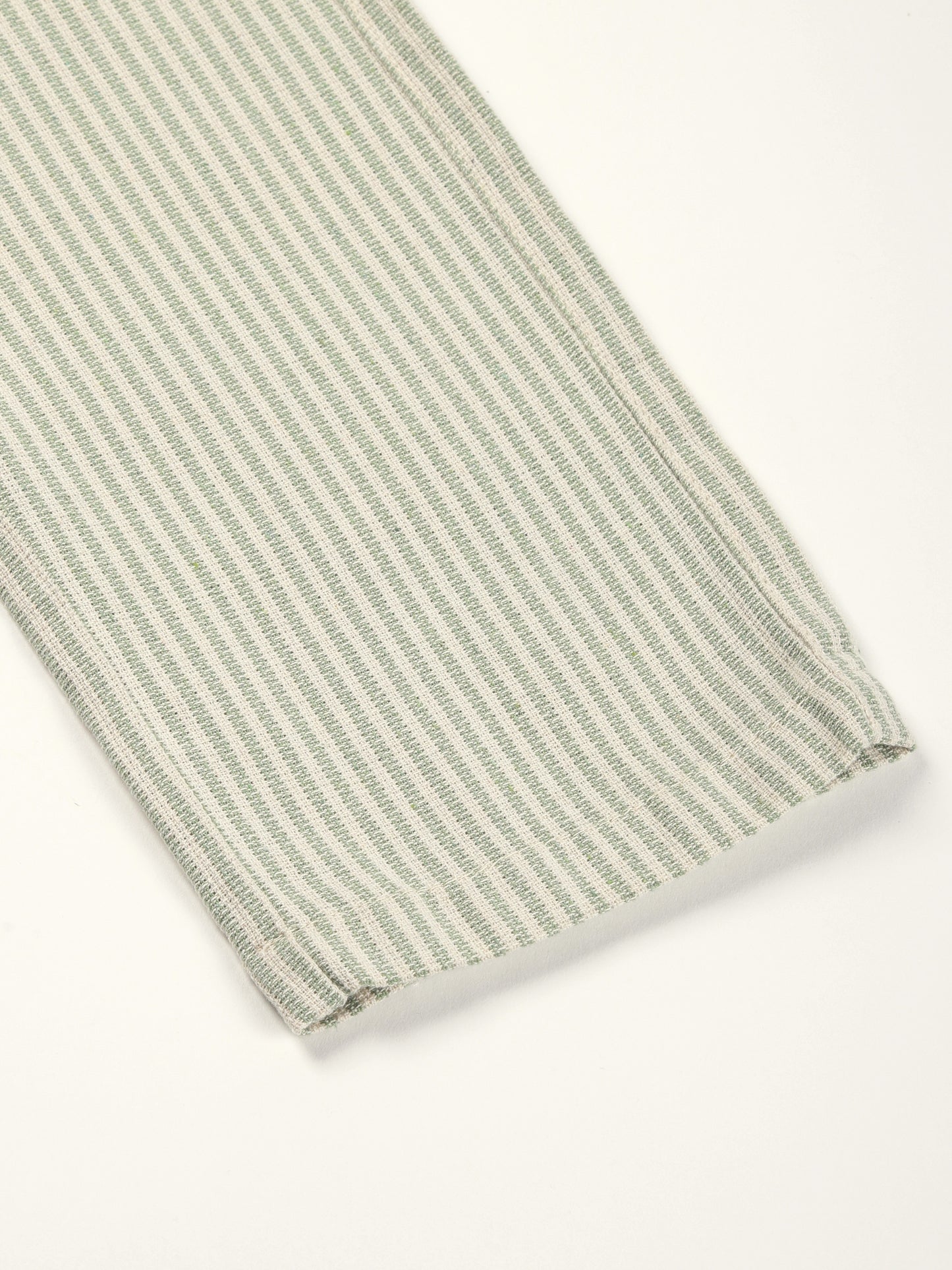 Yarn Dyed Stripe Elasticated Waist Green Lounge Pants