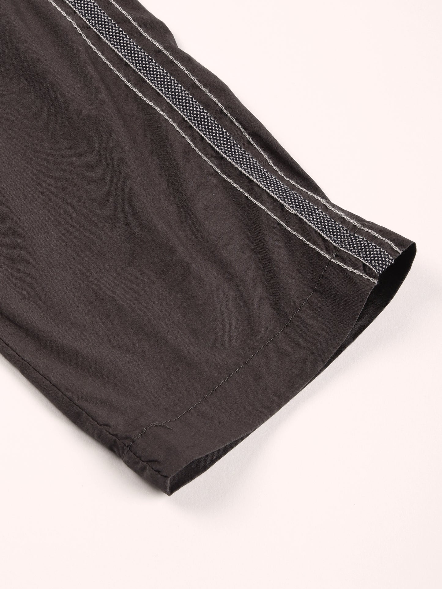 Elasticated Waist Zip Pocket Stretchable Grey Lounge Pants with Side Tape