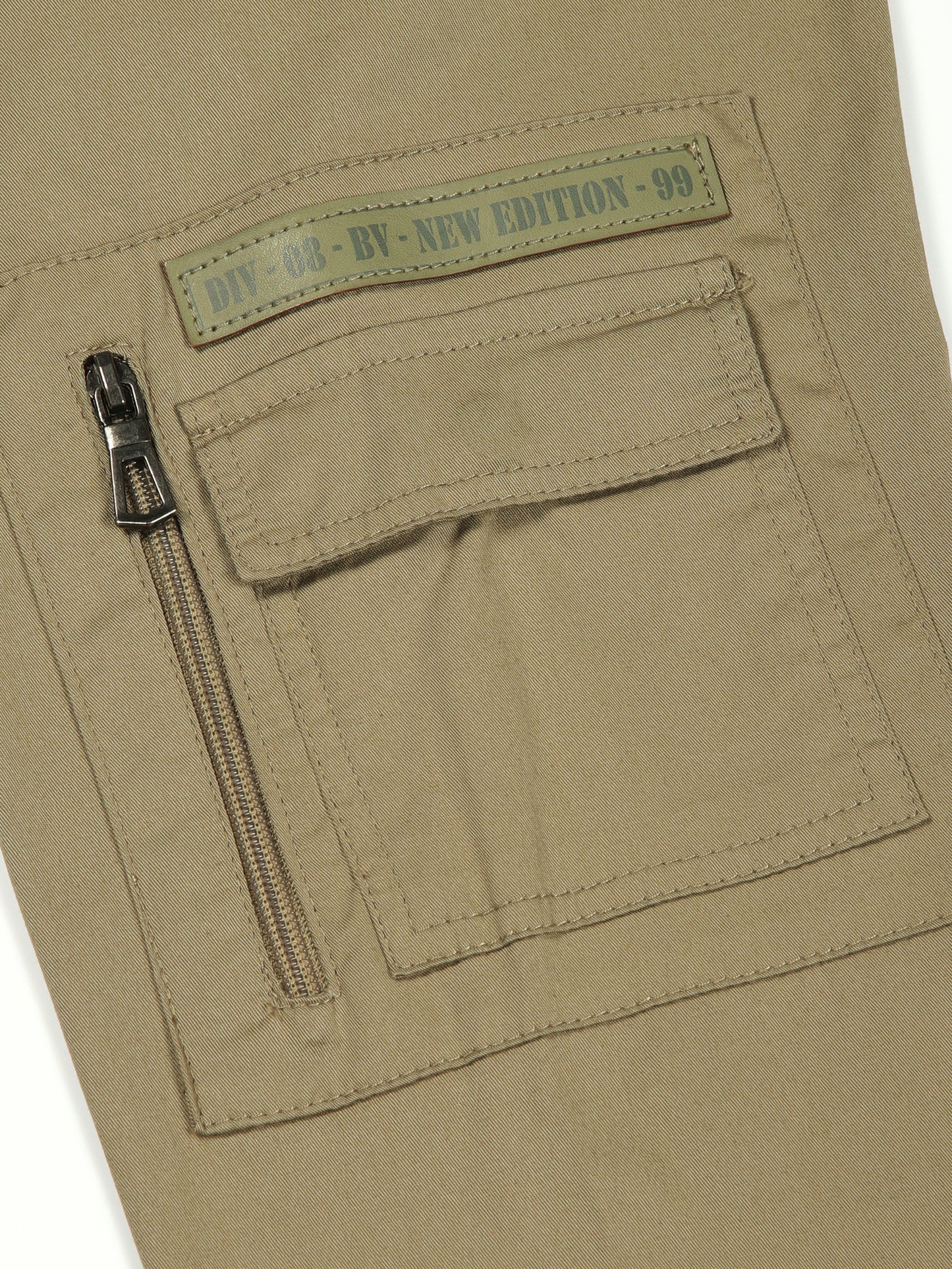 Zip Pocket Stretchable Olive Cargo Shirt