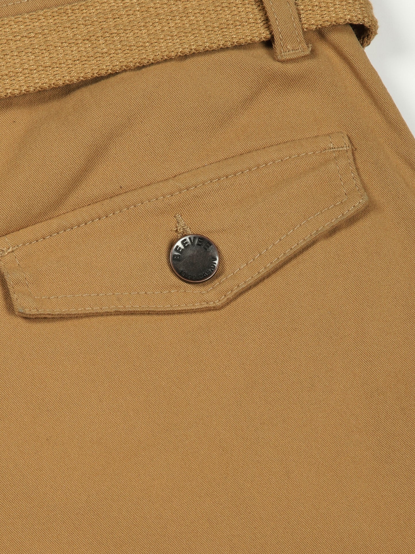 Zip Pocket Stretchable Khaki Cargo With Belt