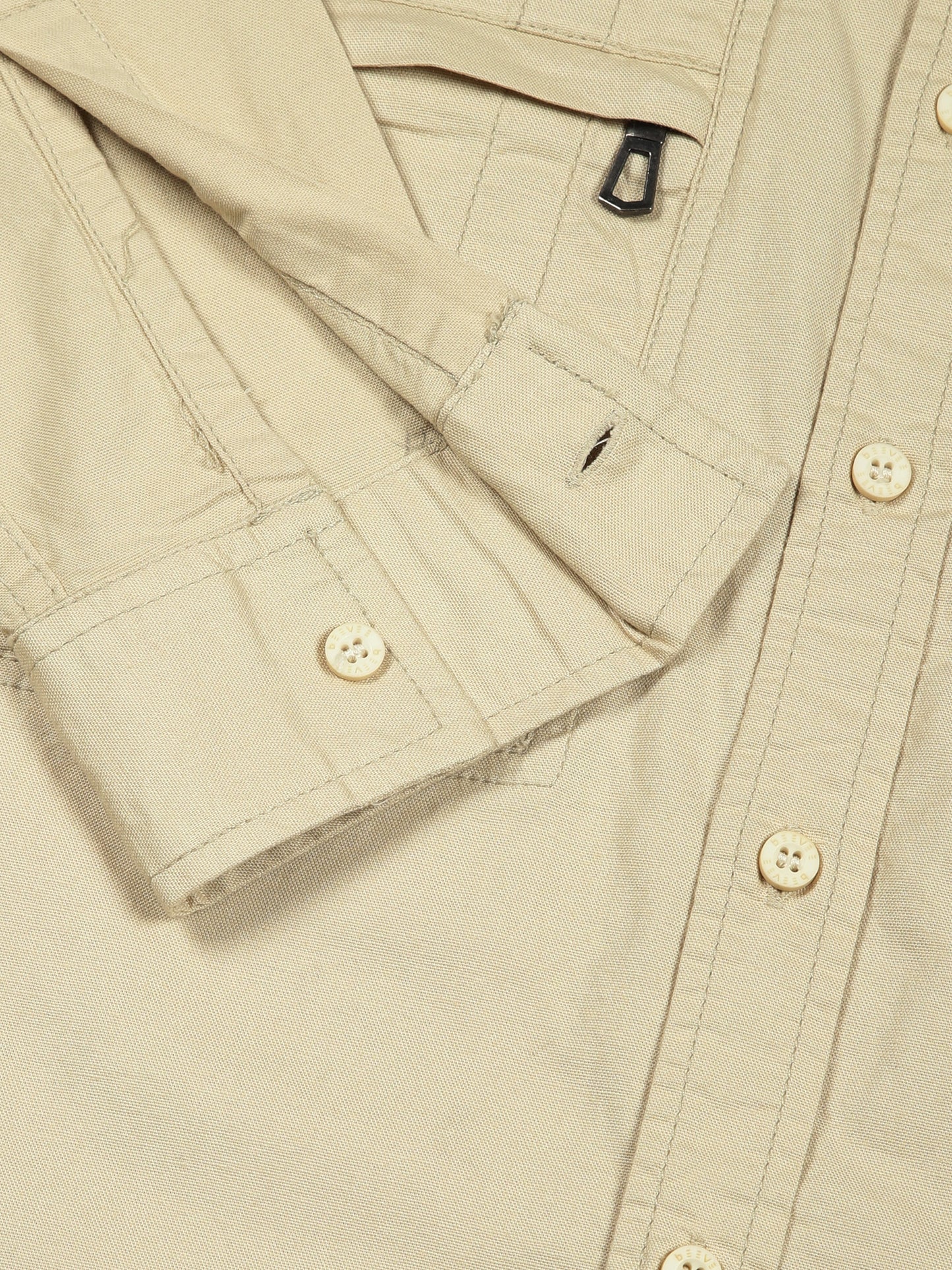 Multi Pocket with Zip Stretchable Beige Cargo Shirt
