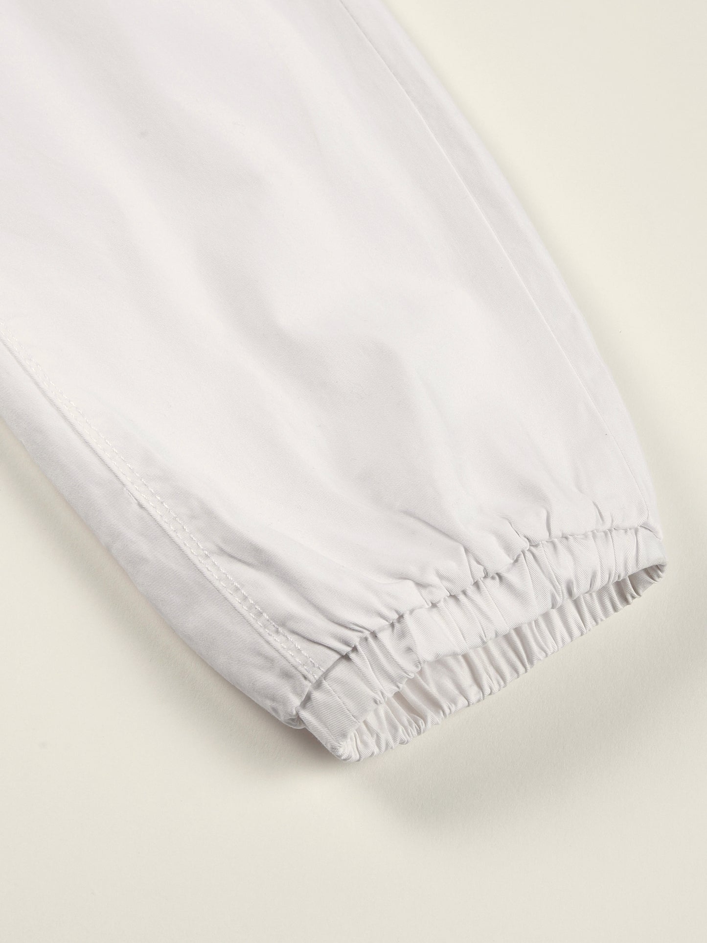 White Elasticated Waist Stretchable Jogger Lounge Pants