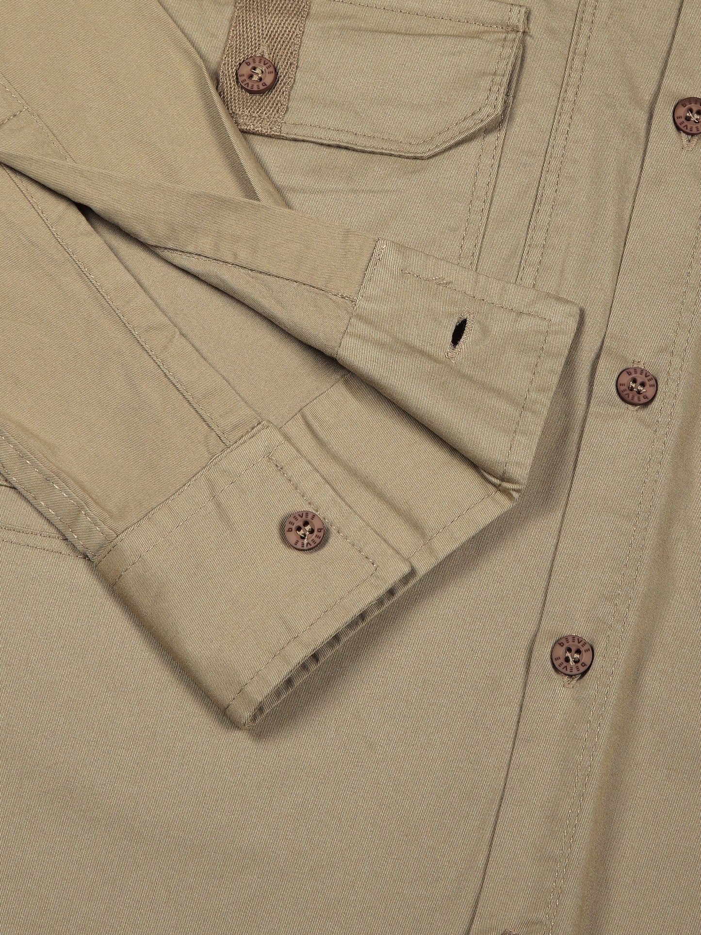 Double Pocket Stretchable Beige Cargo Shirt
